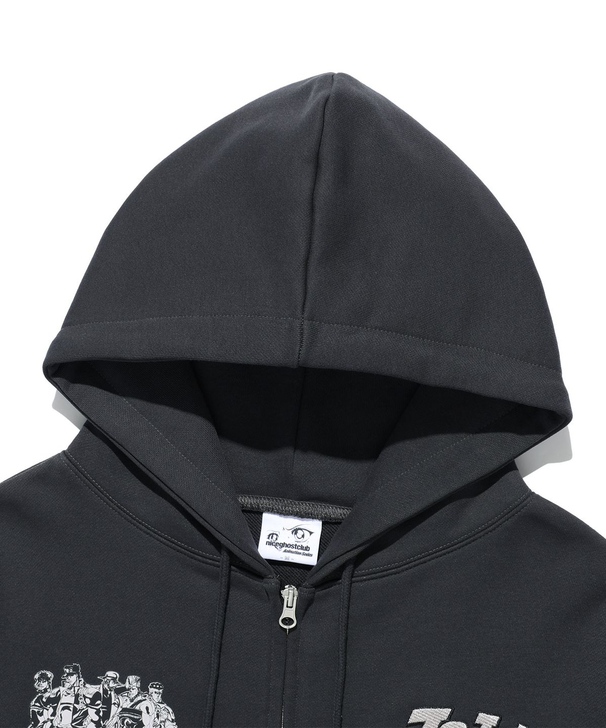나이스고스트클럽(NICEGHOSTCLUB) JOJOS STARDUST CRUSADERS HOODIE ZIP UP_CHARCOAL(NG2GFUM490B)