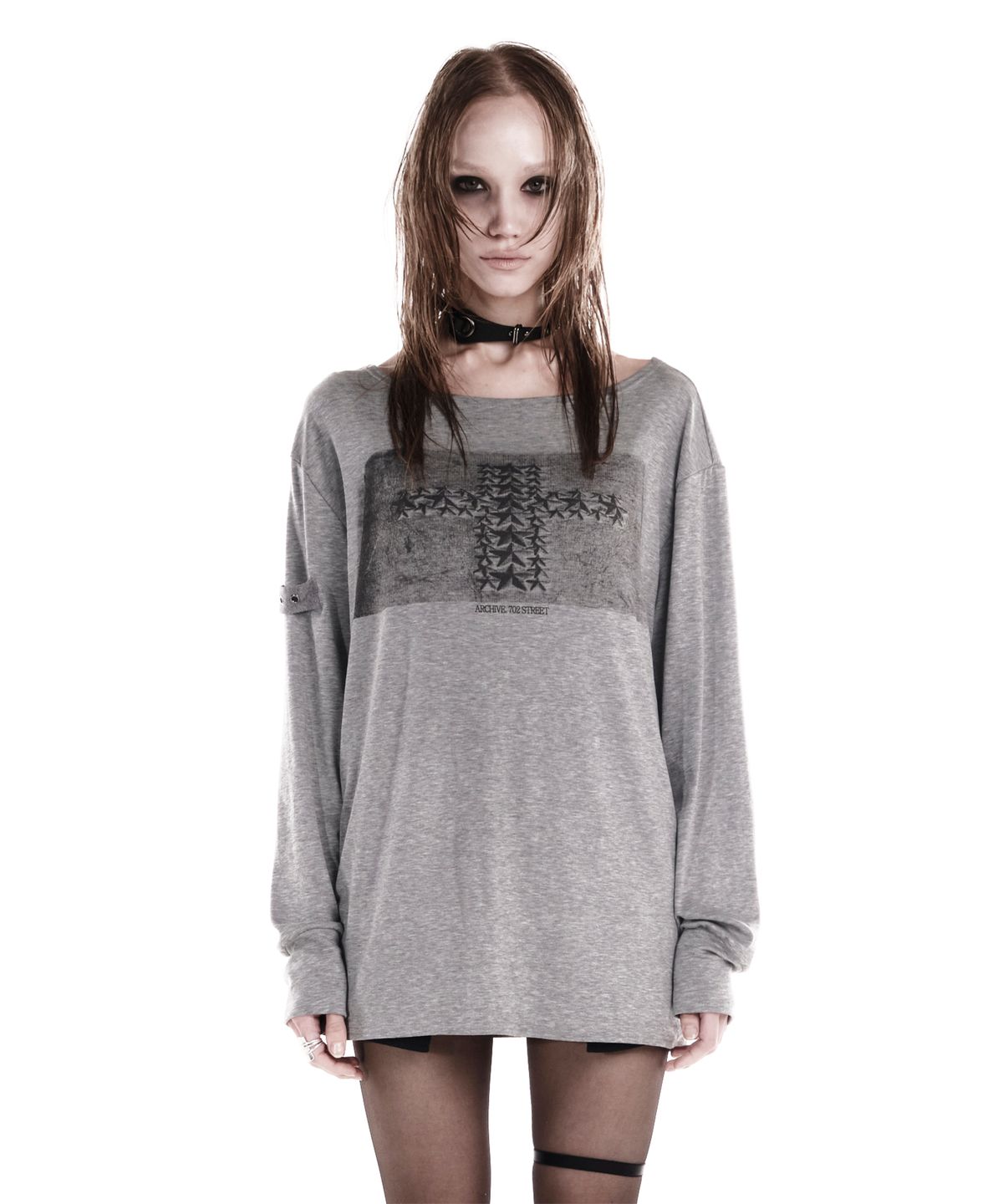 이양(EYANG) STAR CROSS LONGSLEEVE TOP MELANGE GREY