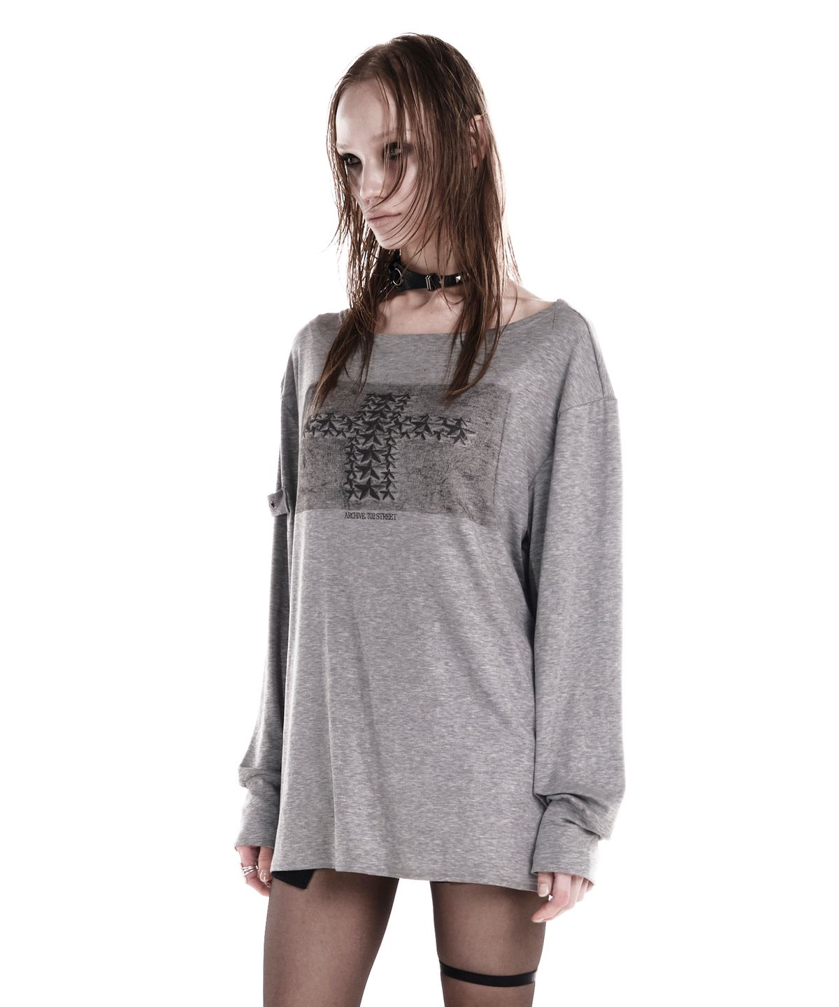 이양(EYANG) STAR CROSS LONGSLEEVE TOP MELANGE GREY