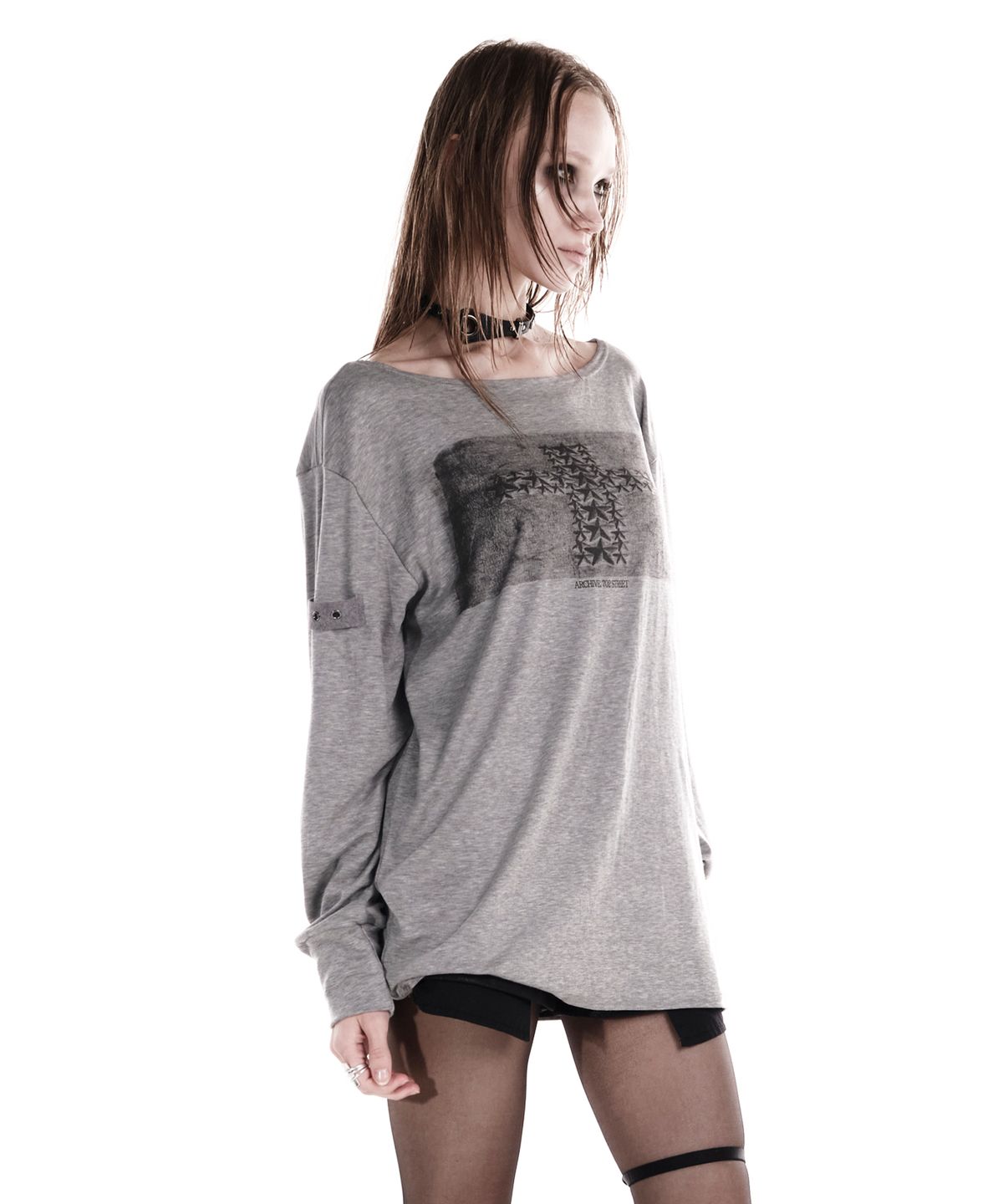 이양(EYANG) STAR CROSS LONGSLEEVE TOP MELANGE GREY