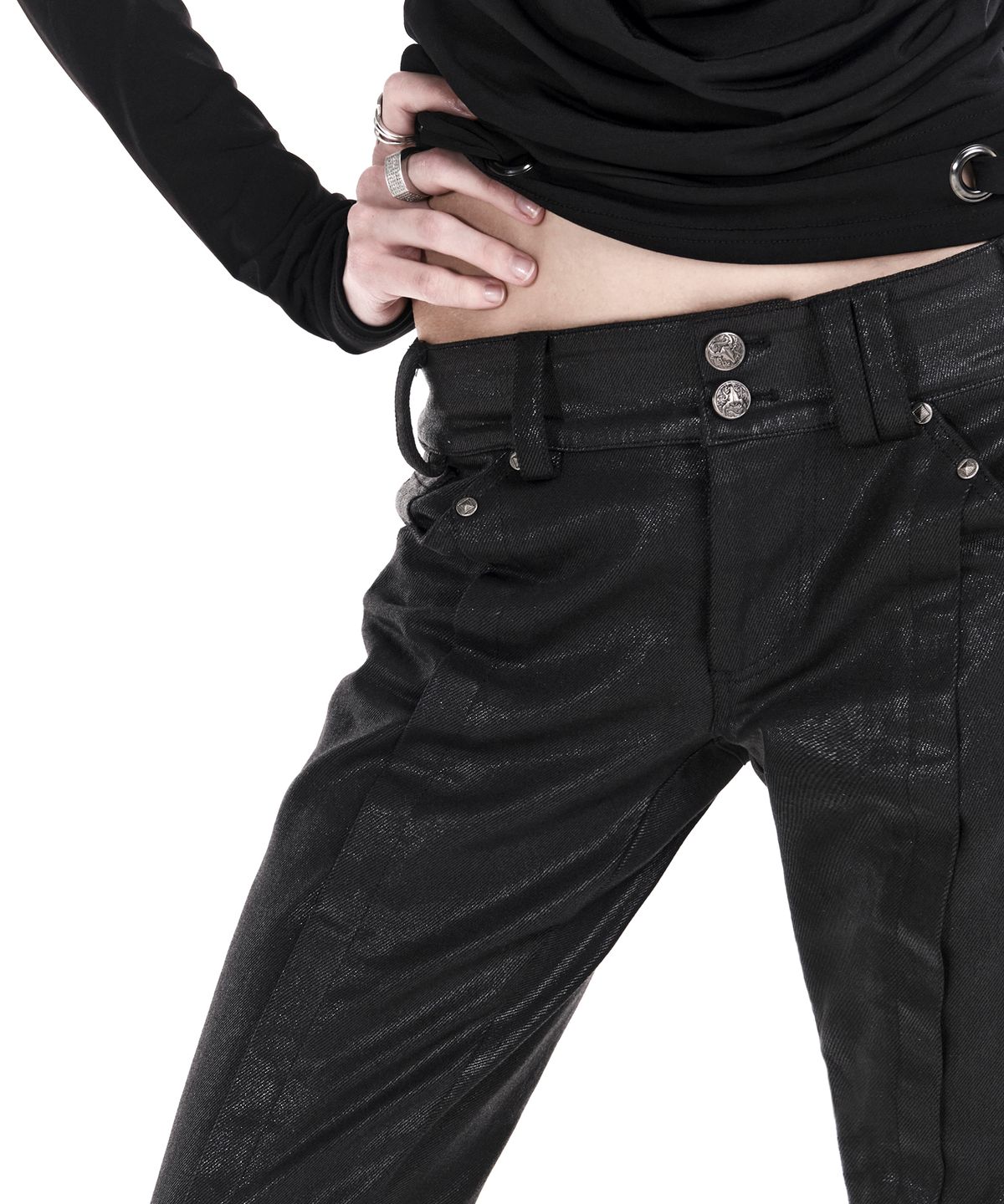이양(EYANG) VAMP SLIM BOOTCUT DENIM PANTS GLITTER BLACK
