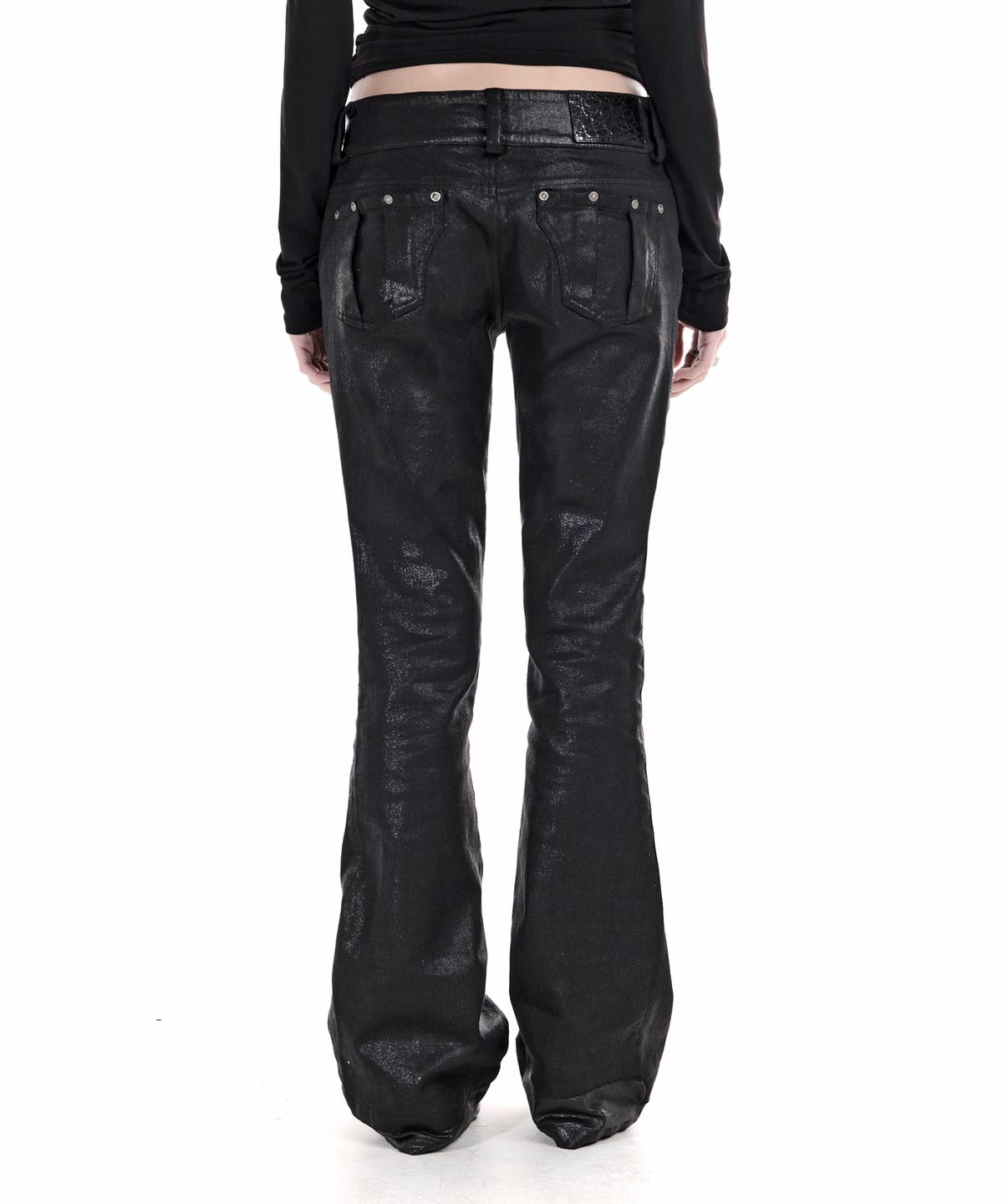 이양(EYANG) VAMP SLIM BOOTCUT DENIM PANTS GLITTER BLACK