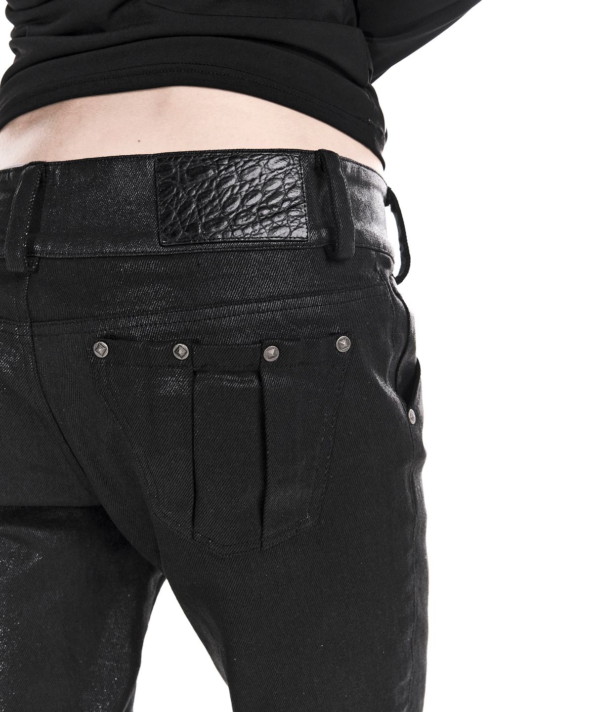 이양(EYANG) VAMP SLIM BOOTCUT DENIM PANTS GLITTER BLACK