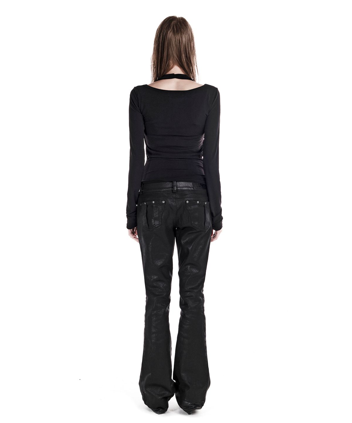 이양(EYANG) VAMP SLIM BOOTCUT DENIM PANTS GLITTER BLACK