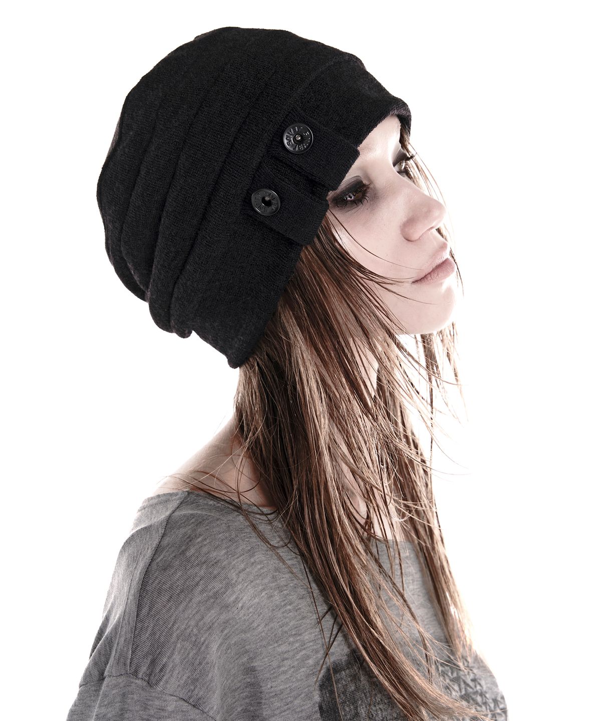 이양(EYANG) DOUBLE TAB BUTTON BEANIE
