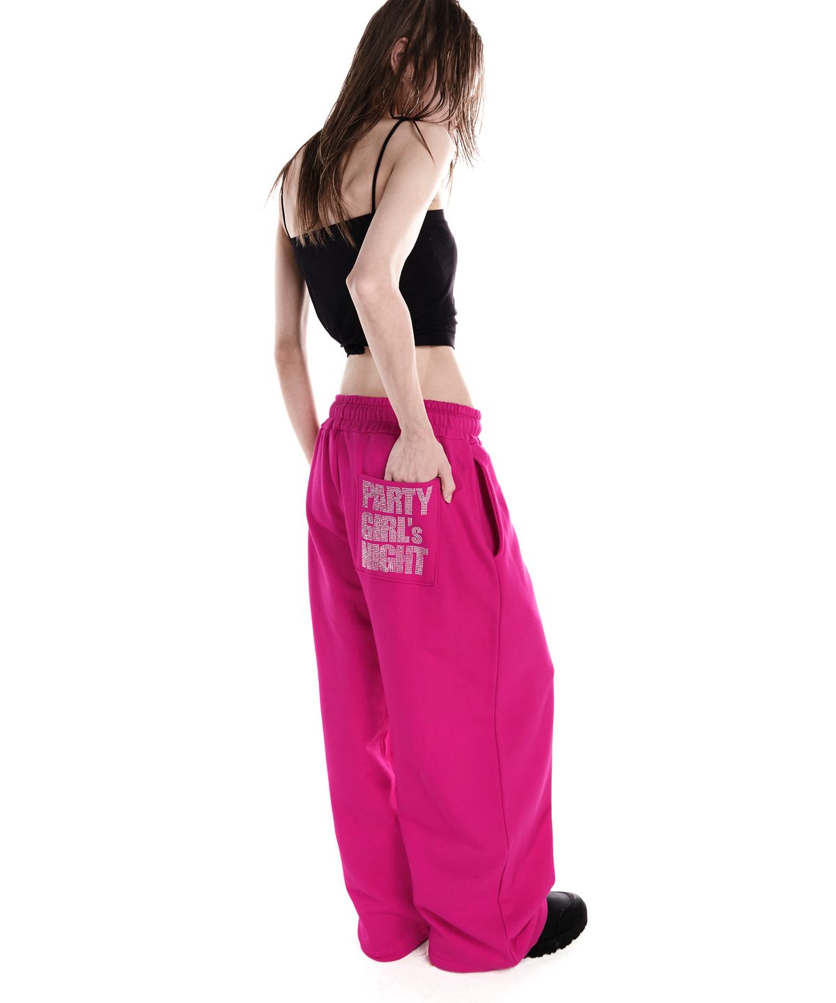 이양(EYANG) PARTY GIRL HOTFIX SET SWEATPANTS HOT PINK