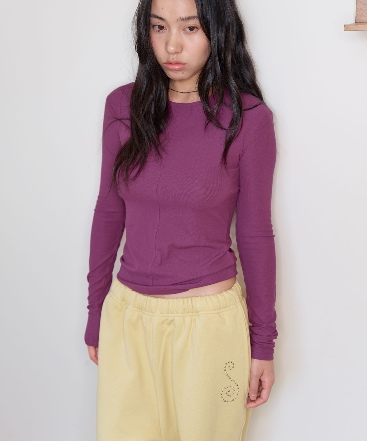 홈바디띵즈(HOMEBODY THINGS) Soft Ribbed Long Sleeve Tee (PURPLE)