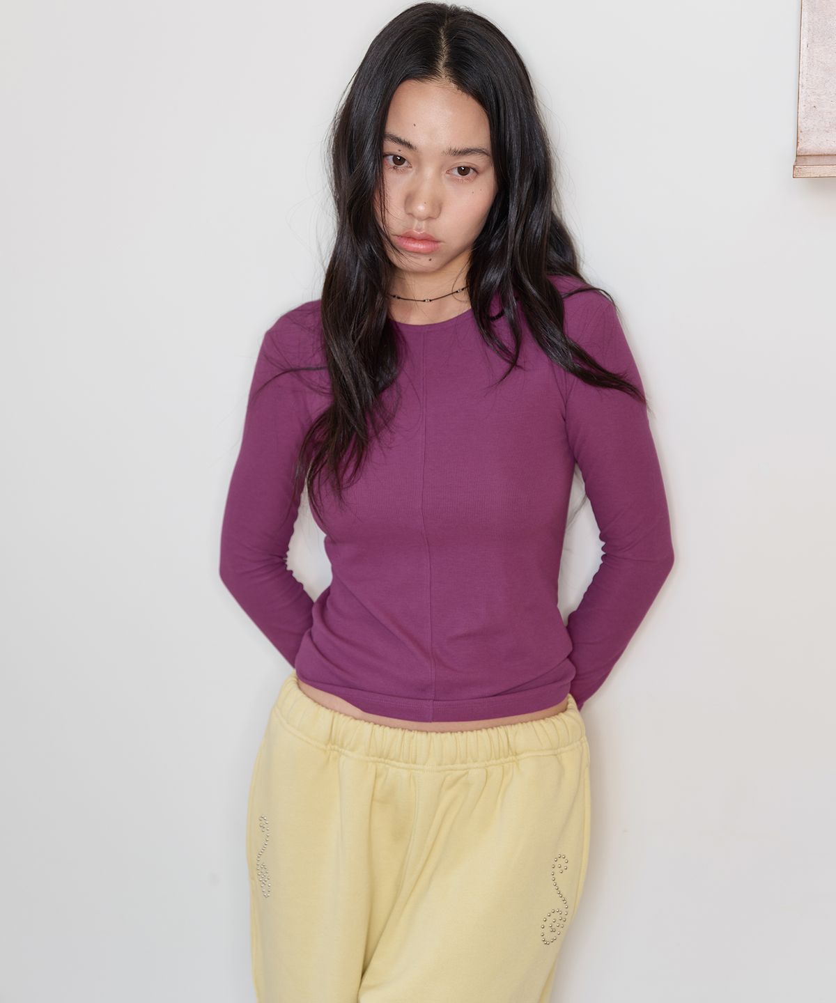 홈바디띵즈(HOMEBODY THINGS) Soft Ribbed Long Sleeve Tee (PURPLE)