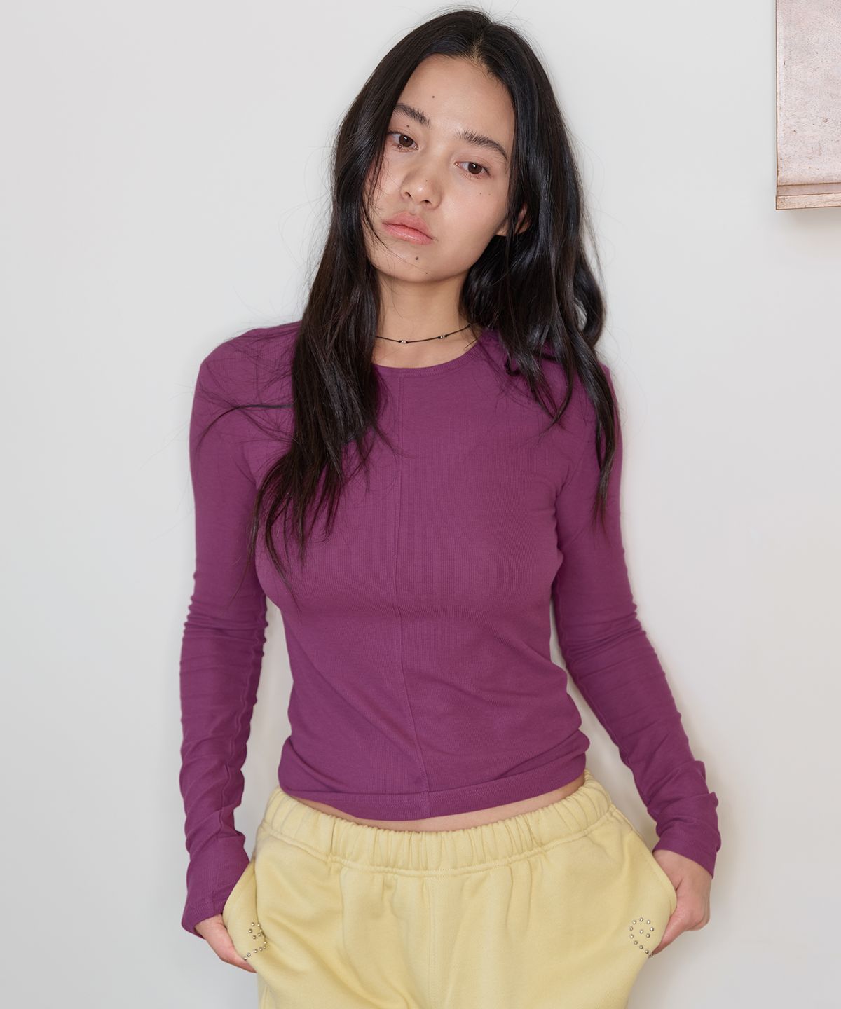 홈바디띵즈(HOMEBODY THINGS) Soft Ribbed Long Sleeve Tee (PURPLE)