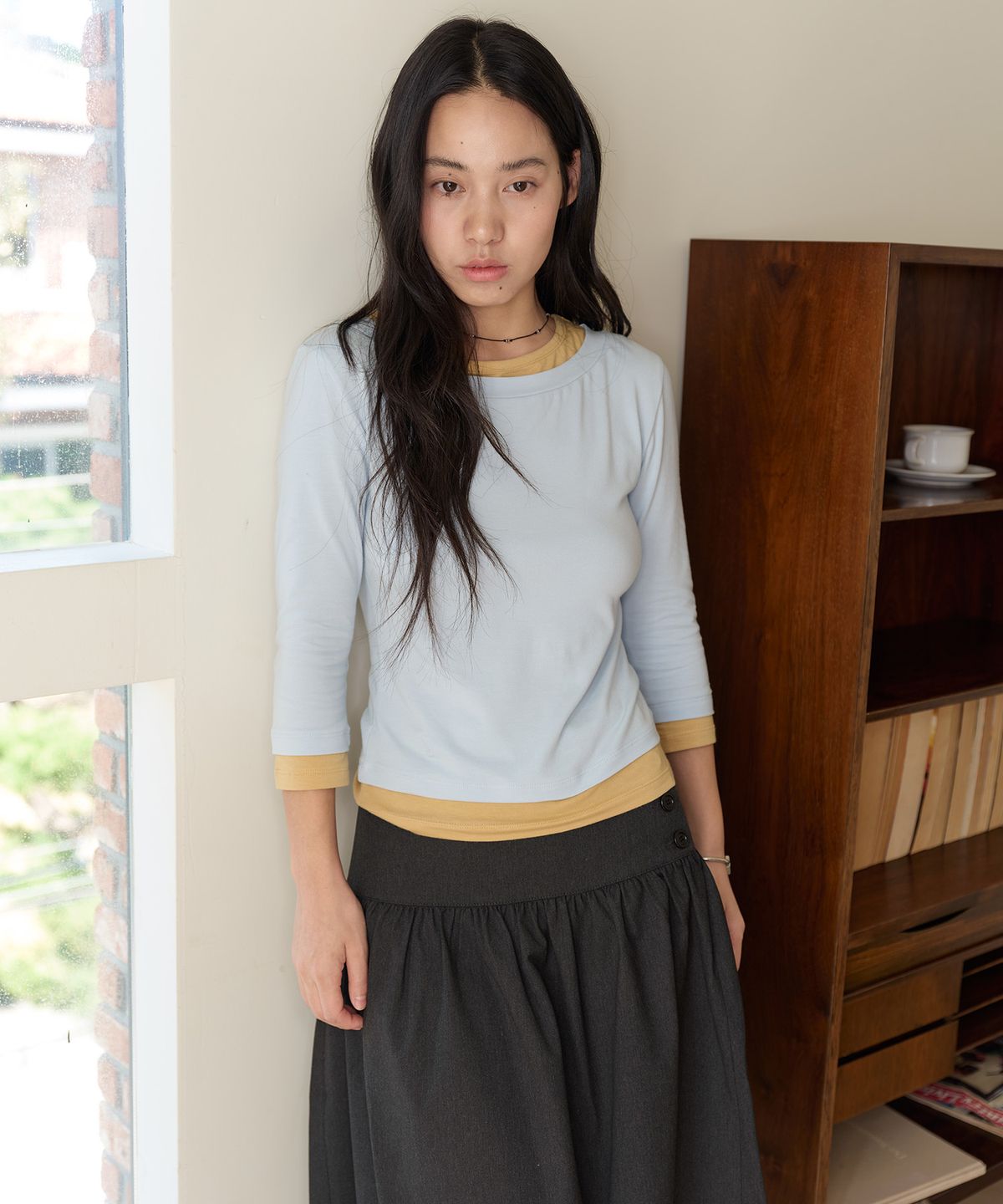홈바디띵즈(HOMEBODY THINGS) Soft Layered Sleeve Tee (SKY BLUE)