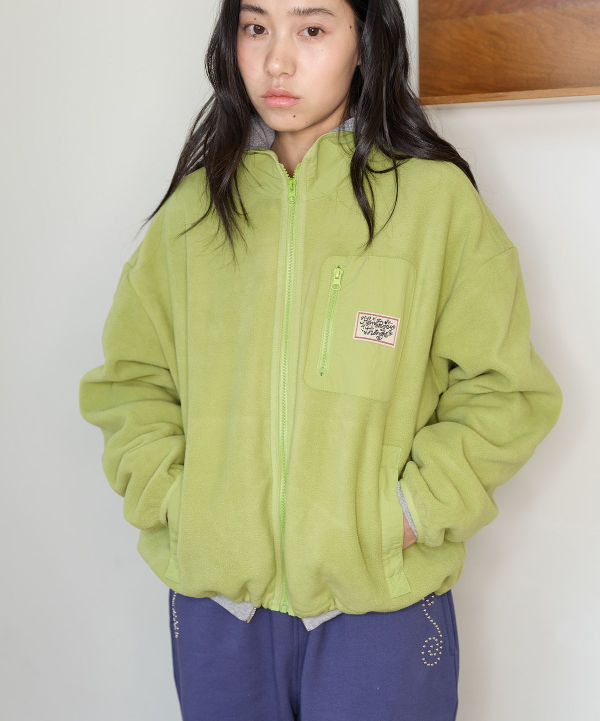 홈바디띵즈(HOMEBODY THINGS) HBT Pocket Fleece Jacket (LIME GREEN)