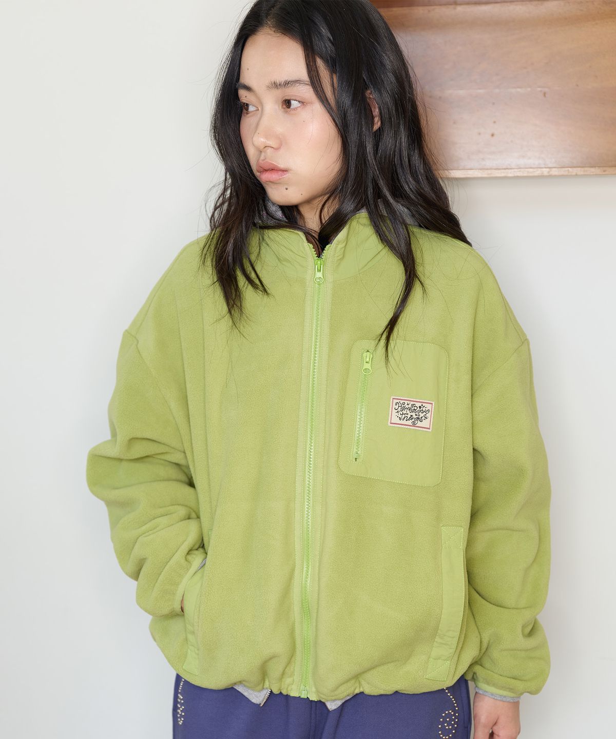 홈바디띵즈(HOMEBODY THINGS) HBT Pocket Fleece Jacket (LIME GREEN)
