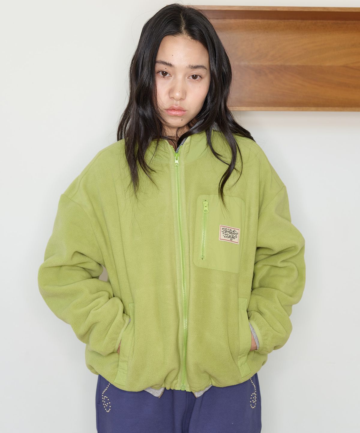 홈바디띵즈(HOMEBODY THINGS) HBT Pocket Fleece Jacket (LIME GREEN)