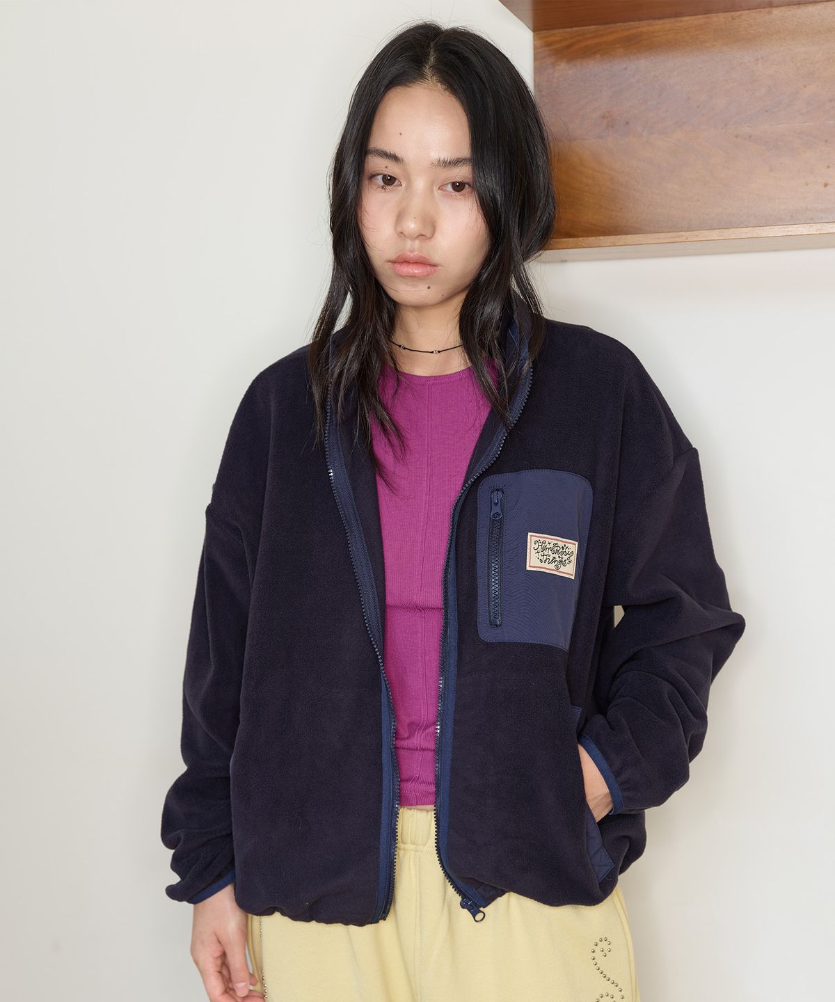 홈바디띵즈(HOMEBODY THINGS) HBT Pocket Fleece Jacket (NAVY)