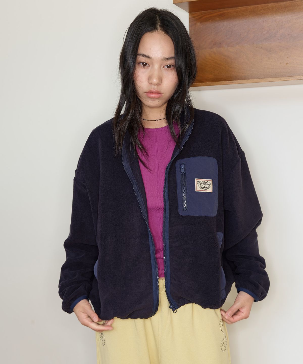 홈바디띵즈(HOMEBODY THINGS) HBT Pocket Fleece Jacket (NAVY)