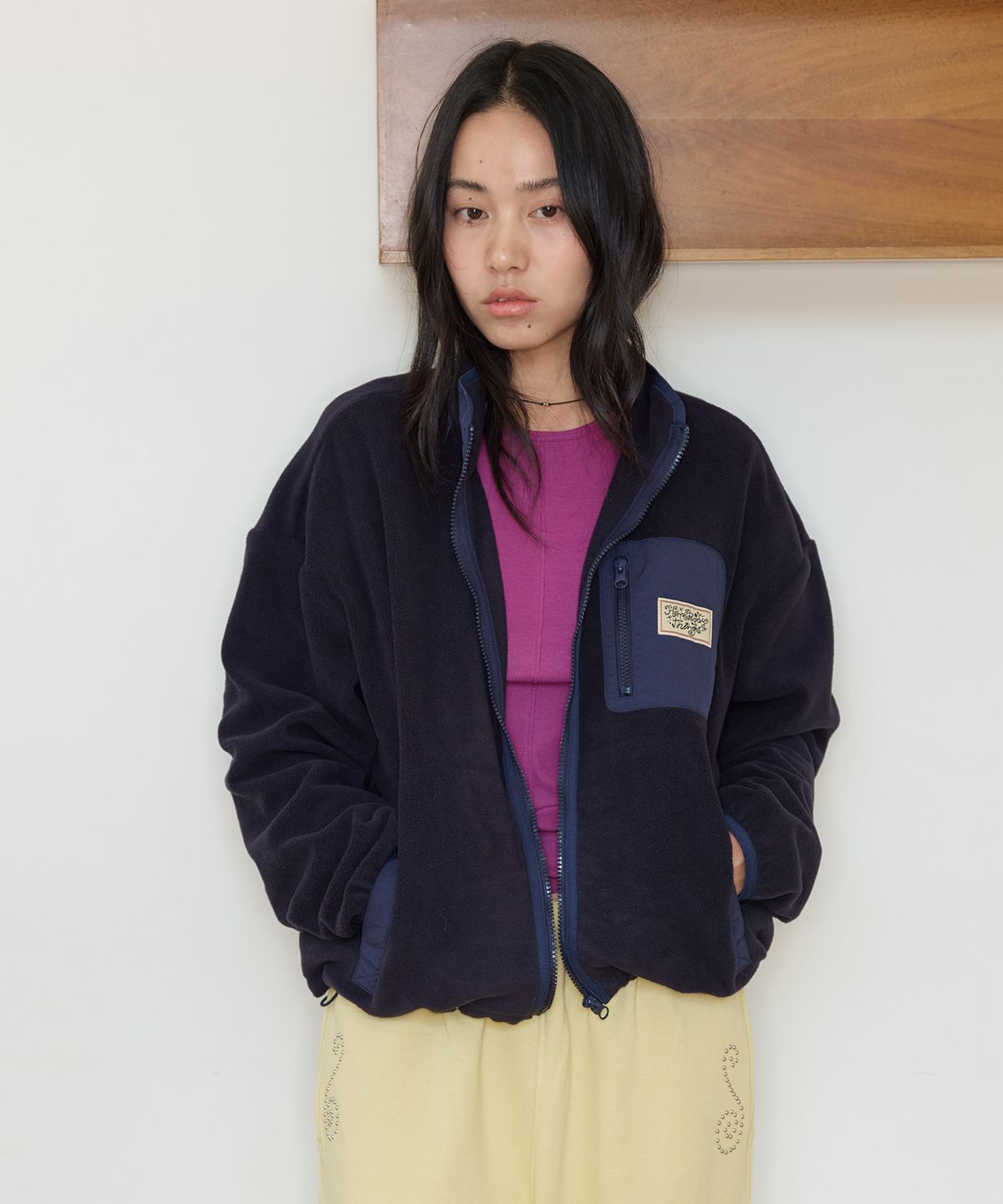 홈바디띵즈(HOMEBODY THINGS) HBT Pocket Fleece Jacket (NAVY)
