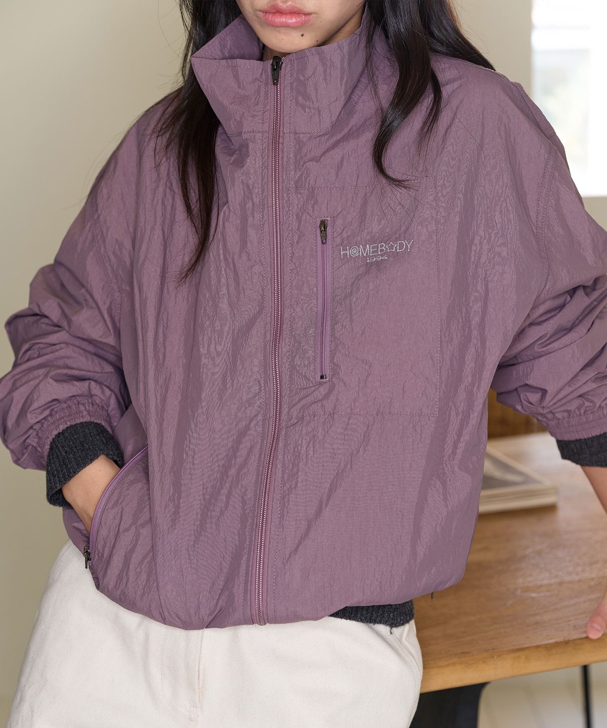 홈바디띵즈(HOMEBODY THINGS) Homebody Pocket Windbreaker (DUSTY PURPLE)