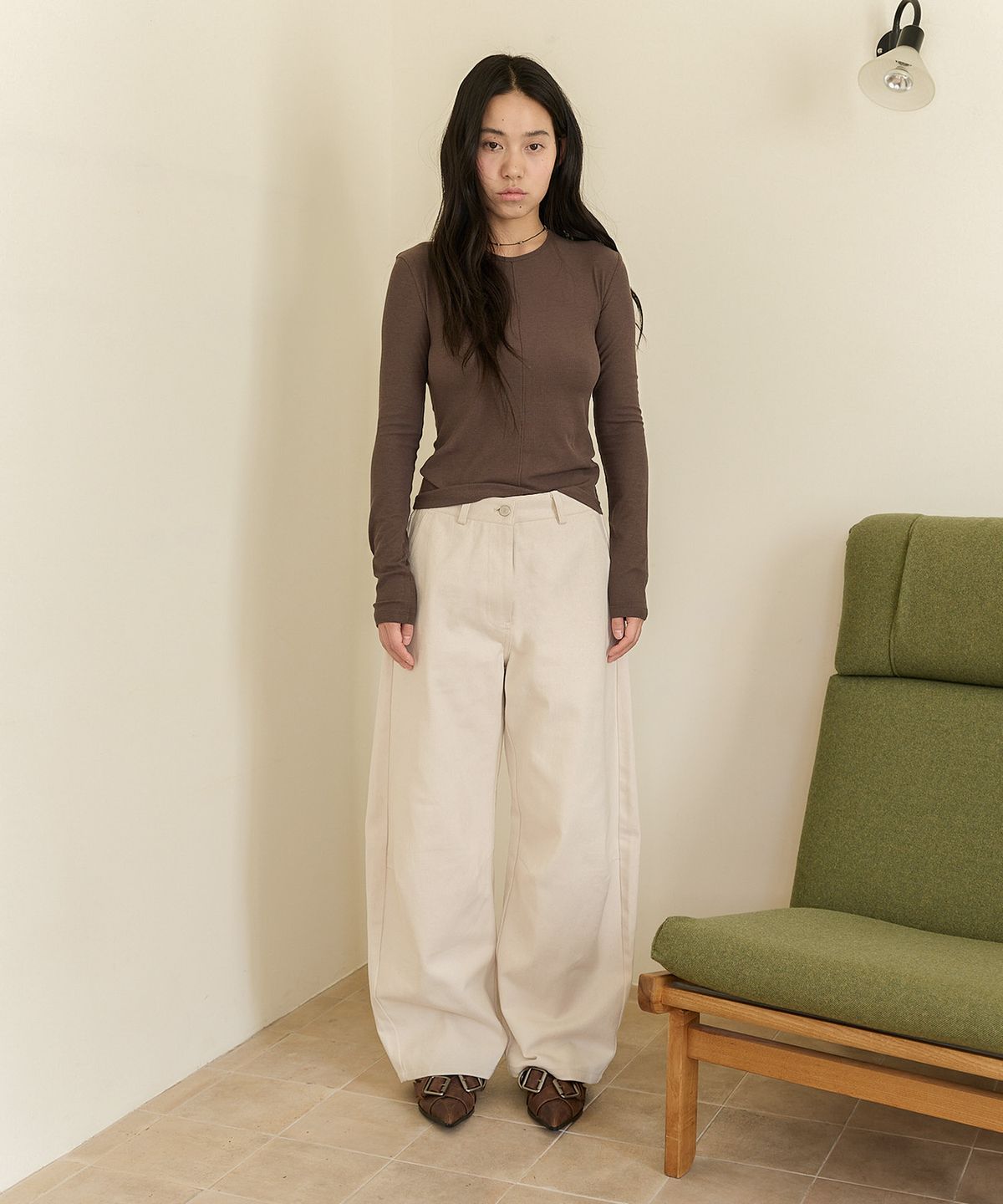 홈바디띵즈(HOMEBODY THINGS) Classic Wide Cotton Pants (CREAM)