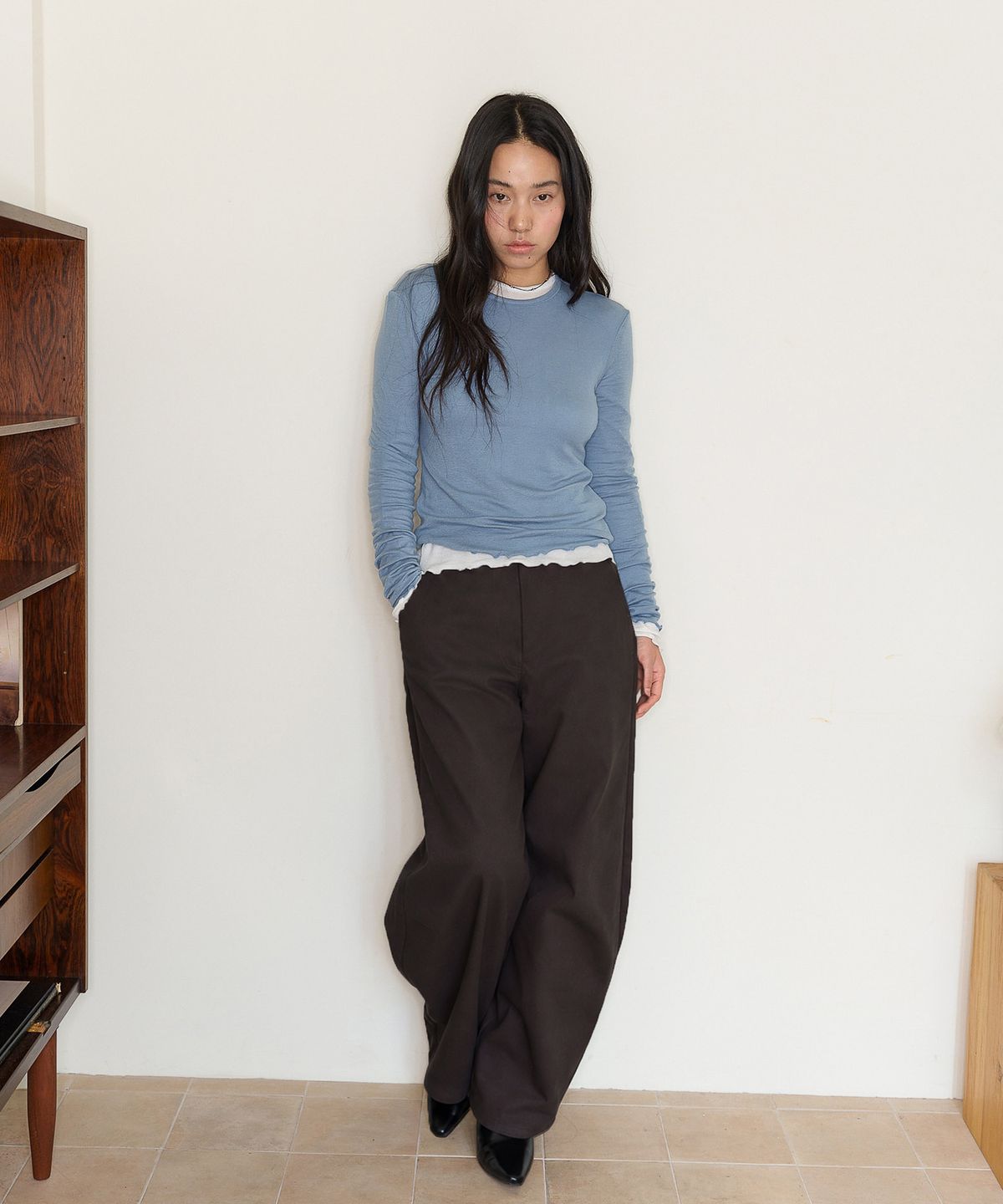 홈바디띵즈(HOMEBODY THINGS) Classic Wide Cotton Pants (CHARCOAL)