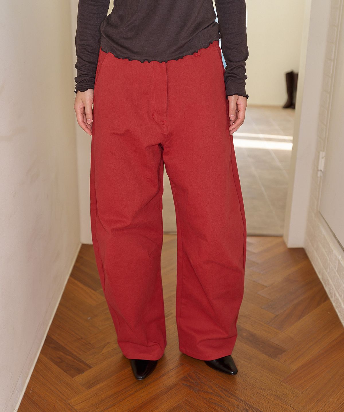 홈바디띵즈(HOMEBODY THINGS) Classic Wide Cotton Pants (RED)