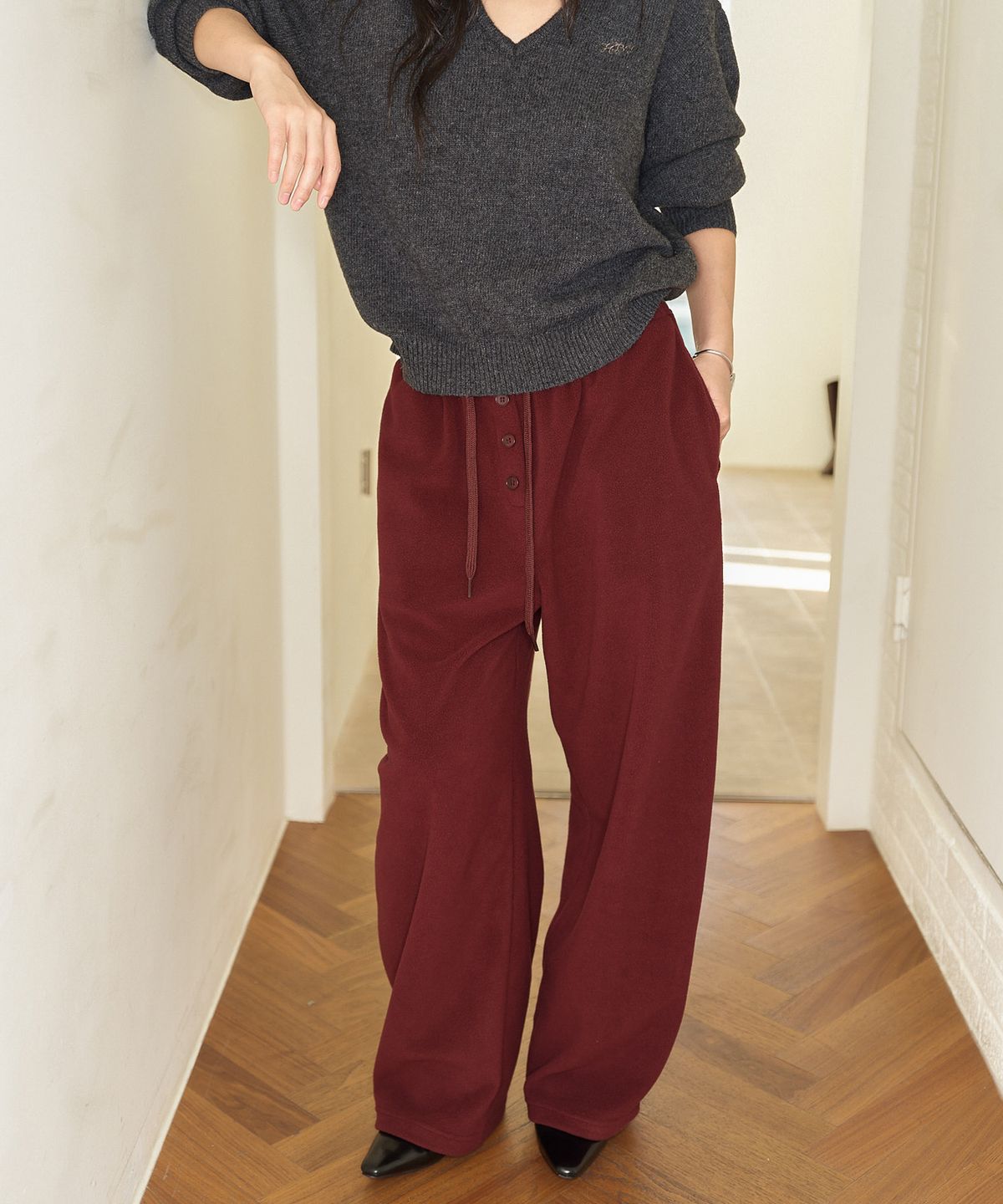 홈바디띵즈(HOMEBODY THINGS) HBT Fleece Wide Pants