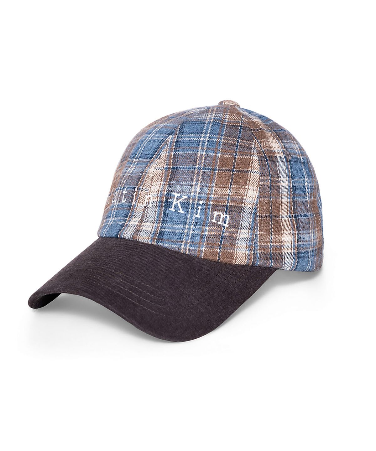 마뗑킴(MATIN KIM) MATIN CONTRAST BRIM CHECK BALL CAP IN BROWN
