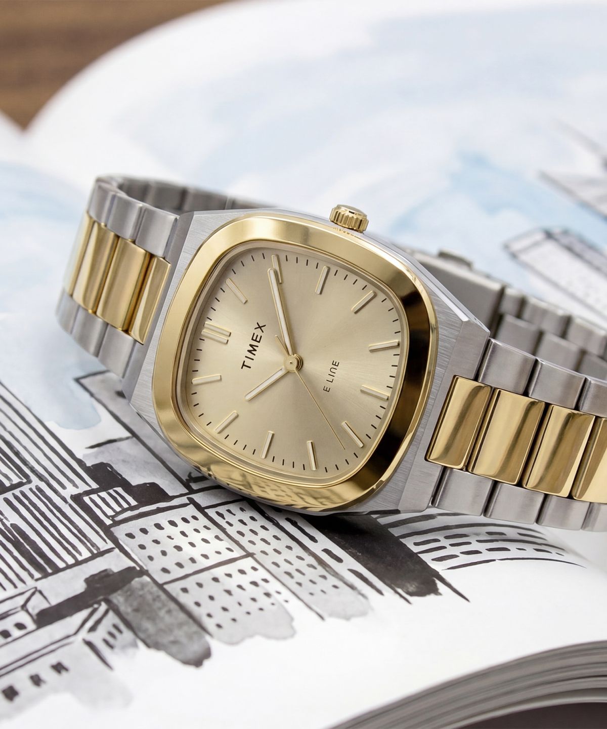 타이맥스(TIMEX) E라인 브레이슬릿 여자시계 30mm