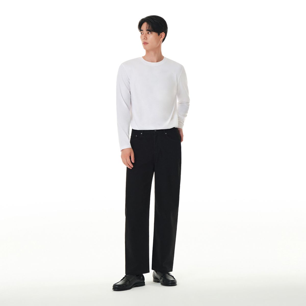 안다르(ANDAR) 에어데님 맨즈 세미 와이드 테이퍼드핏 블랙진