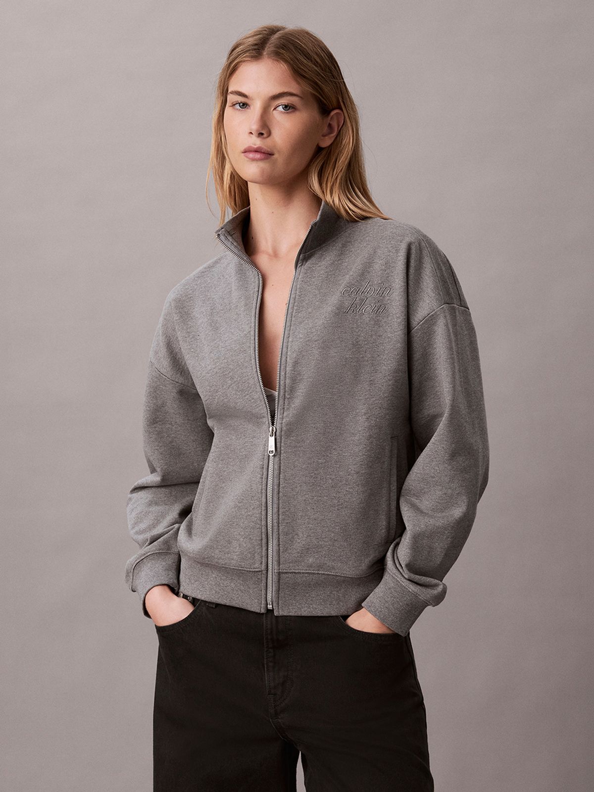 캘빈클라인 진(CALVIN KLEIN JEANS) 여성 프렌치 테리 그래픽 풀 집업 47J234G P7E