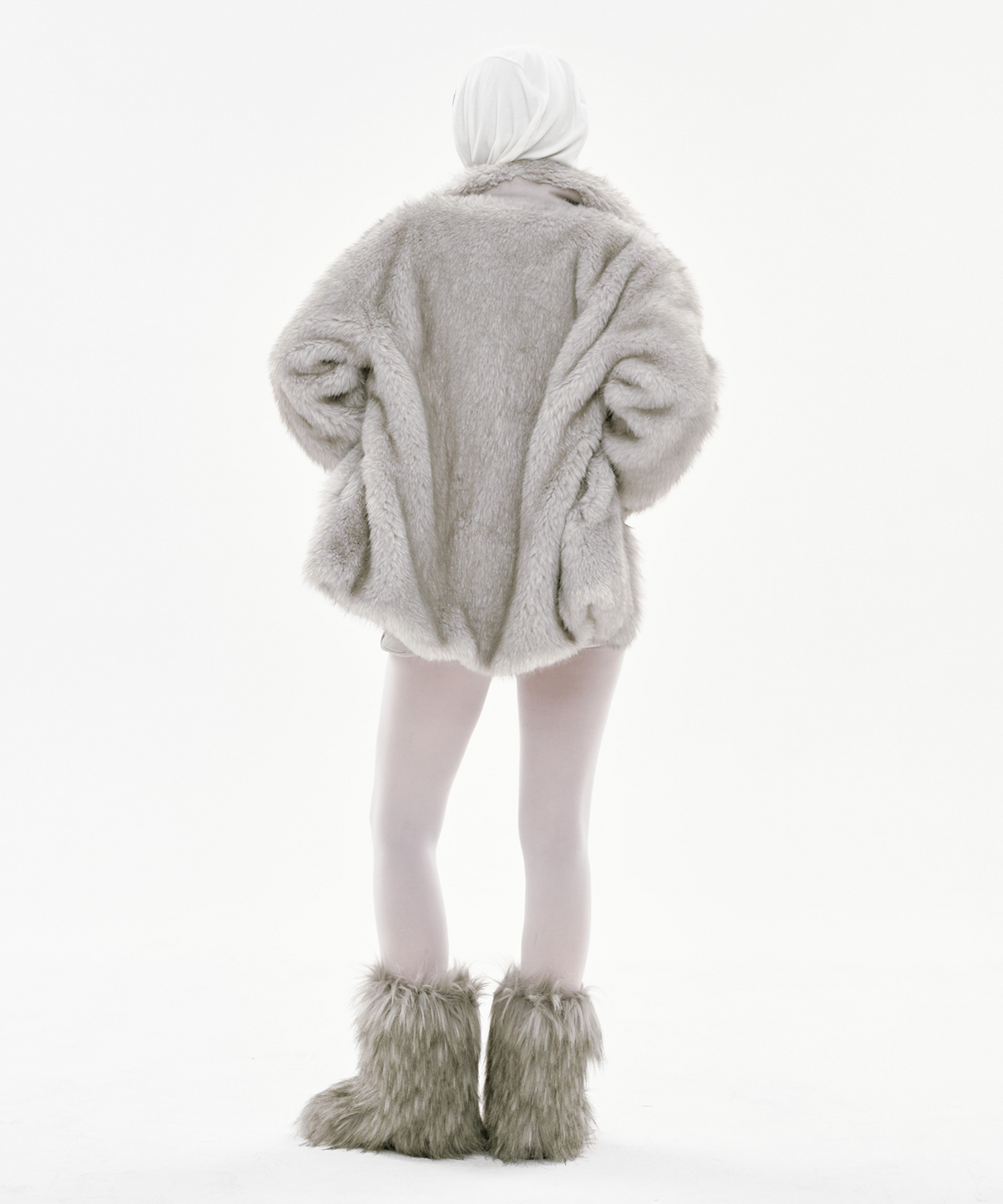 사일프레이(41PRAY) Suede Patch Fur Jacket / Grey