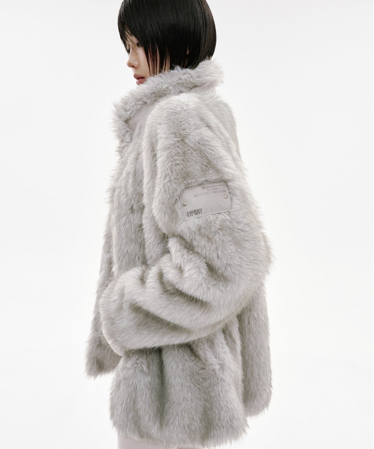 사일프레이(41PRAY) Suede Patch Fur Jacket / Grey