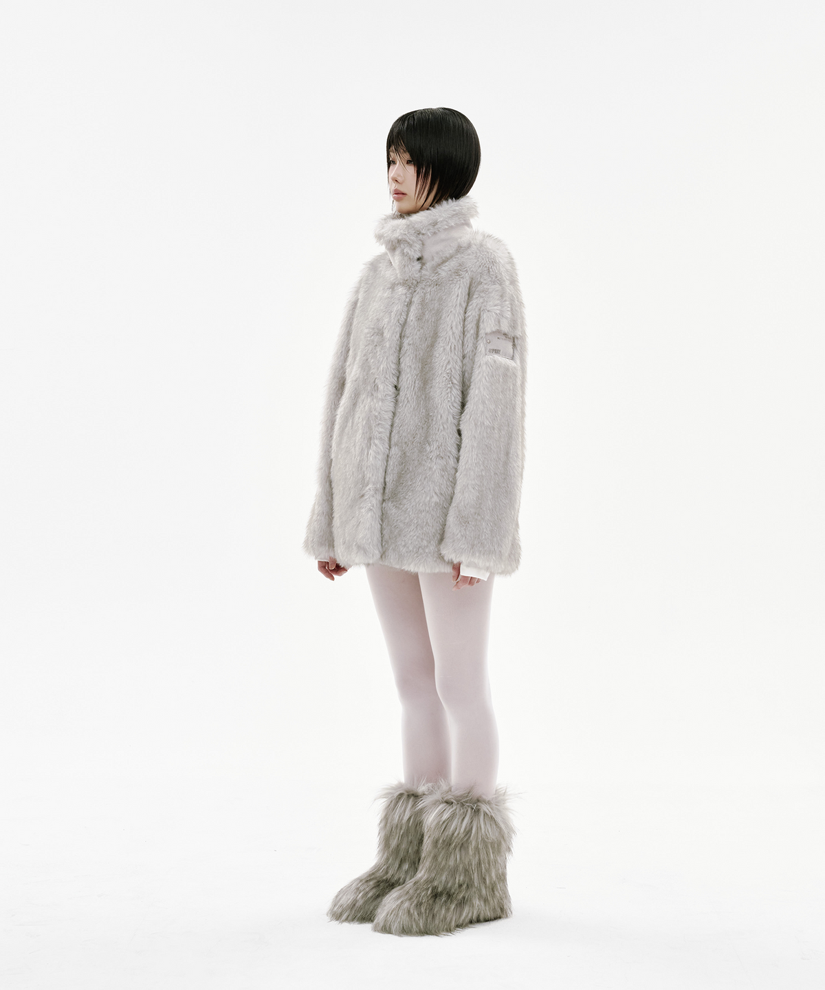 사일프레이(41PRAY) Suede Patch Fur Jacket / Grey