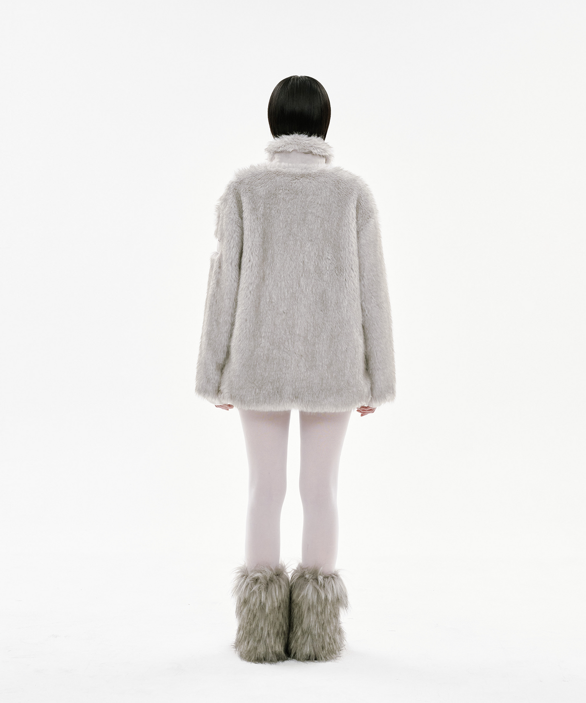 사일프레이(41PRAY) Suede Patch Fur Jacket / Grey