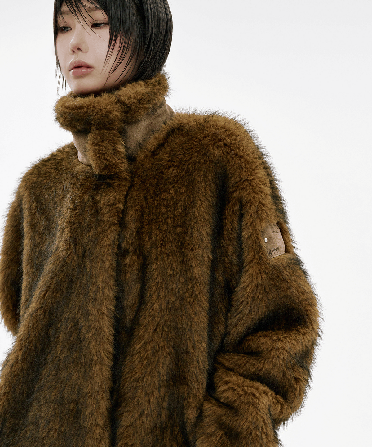 사일프레이(41PRAY) Suede Patch Fur Jacket / Brown