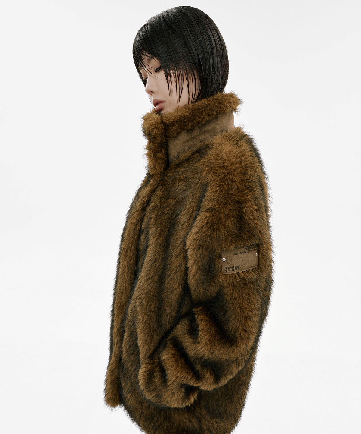 사일프레이(41PRAY) Suede Patch Fur Jacket / Brown