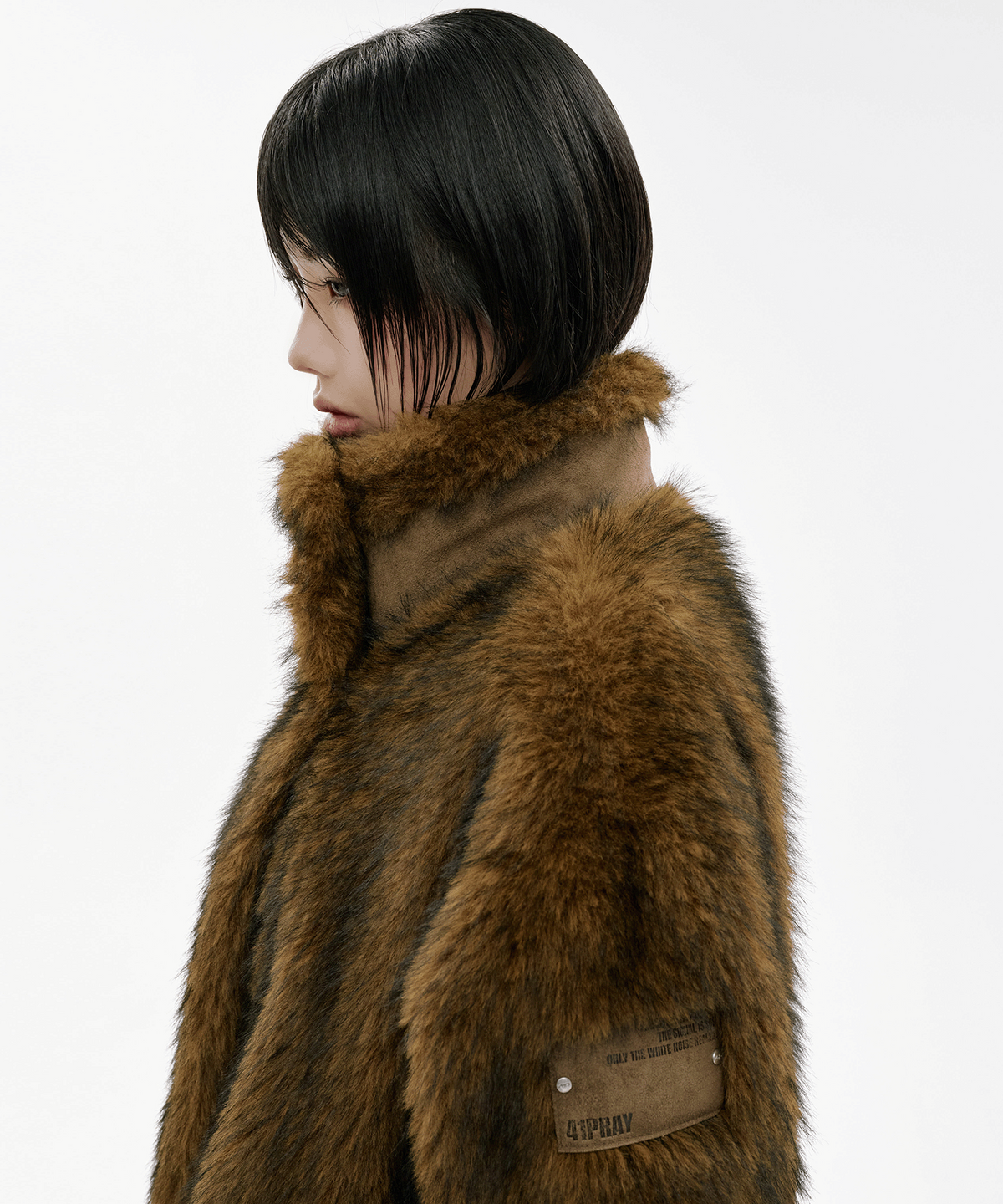 사일프레이(41PRAY) Suede Patch Fur Jacket / Brown