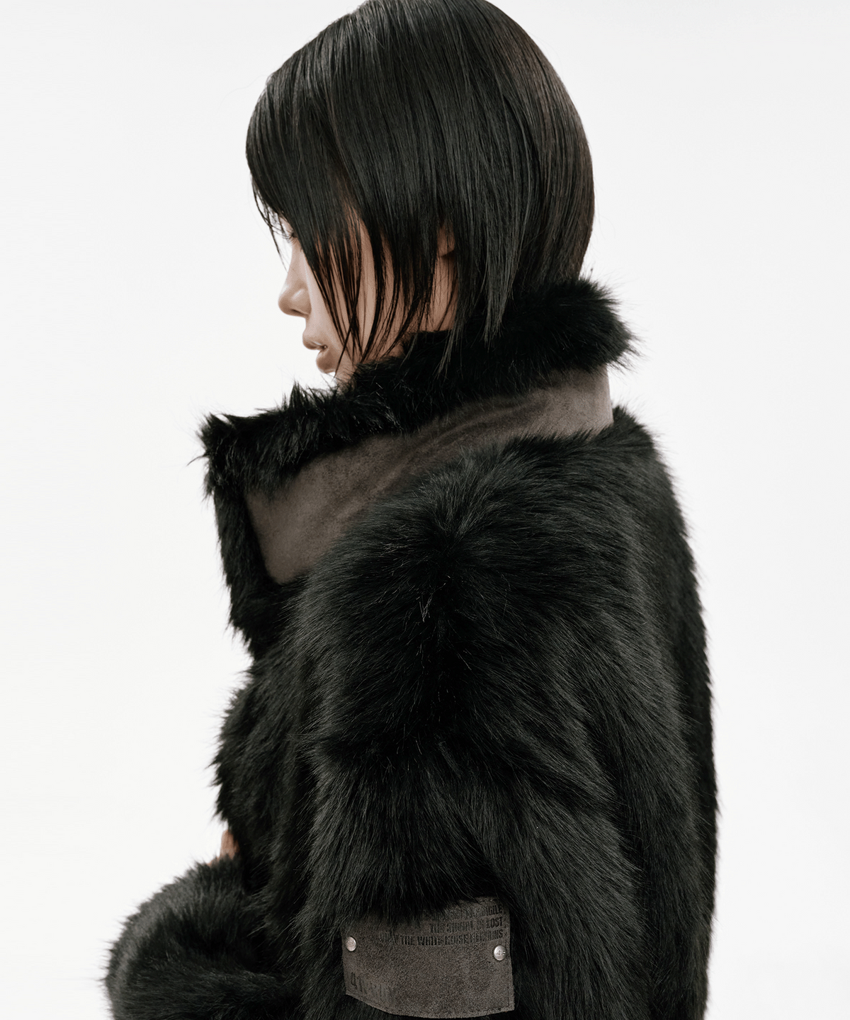 사일프레이(41PRAY) Suede Patch Fur Jacket / Black