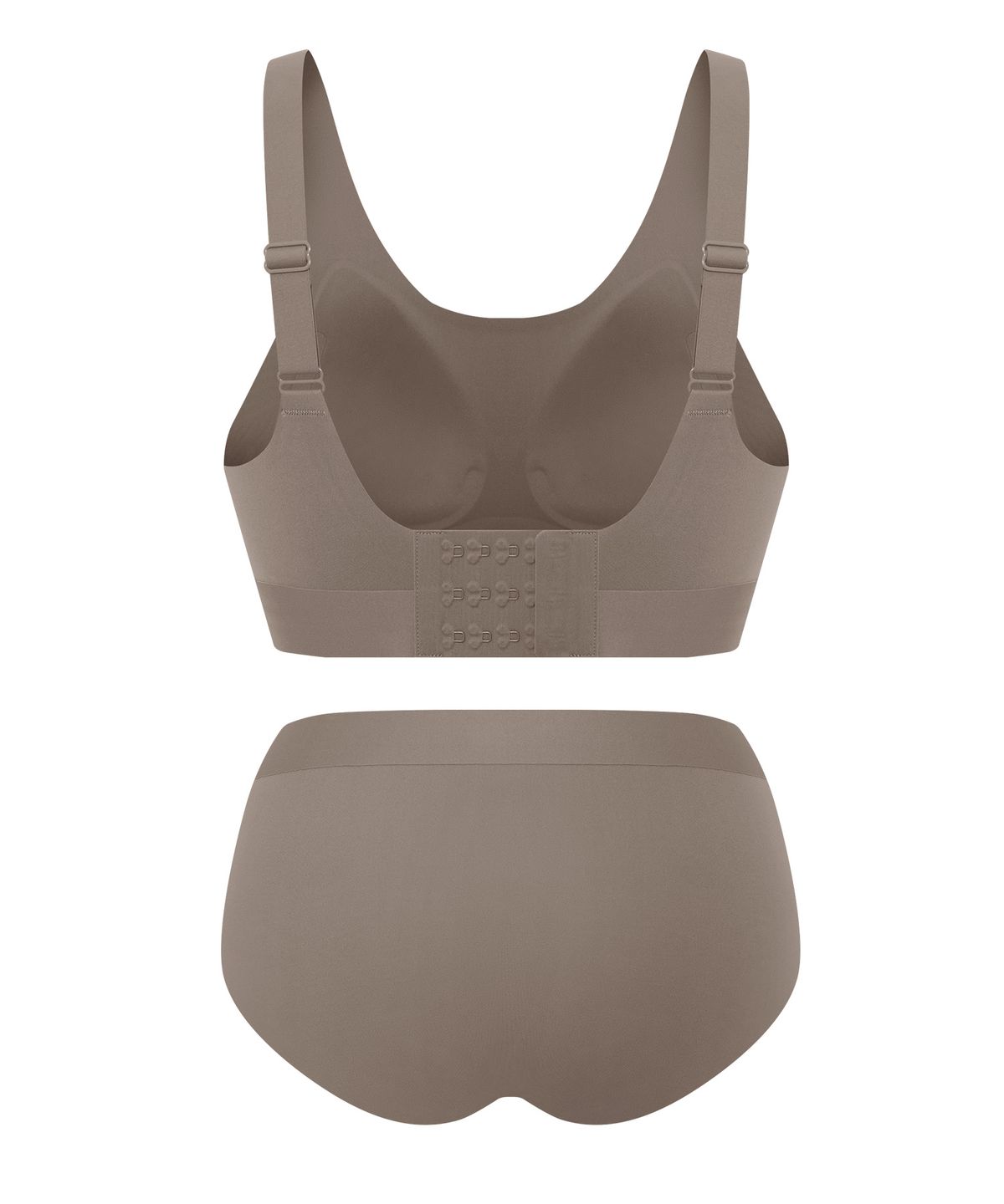 엘르이너웨어(ELLE INNERWEAR) 에센셜 홀딩 스포츠 브라 팬티 세트 - 코코아