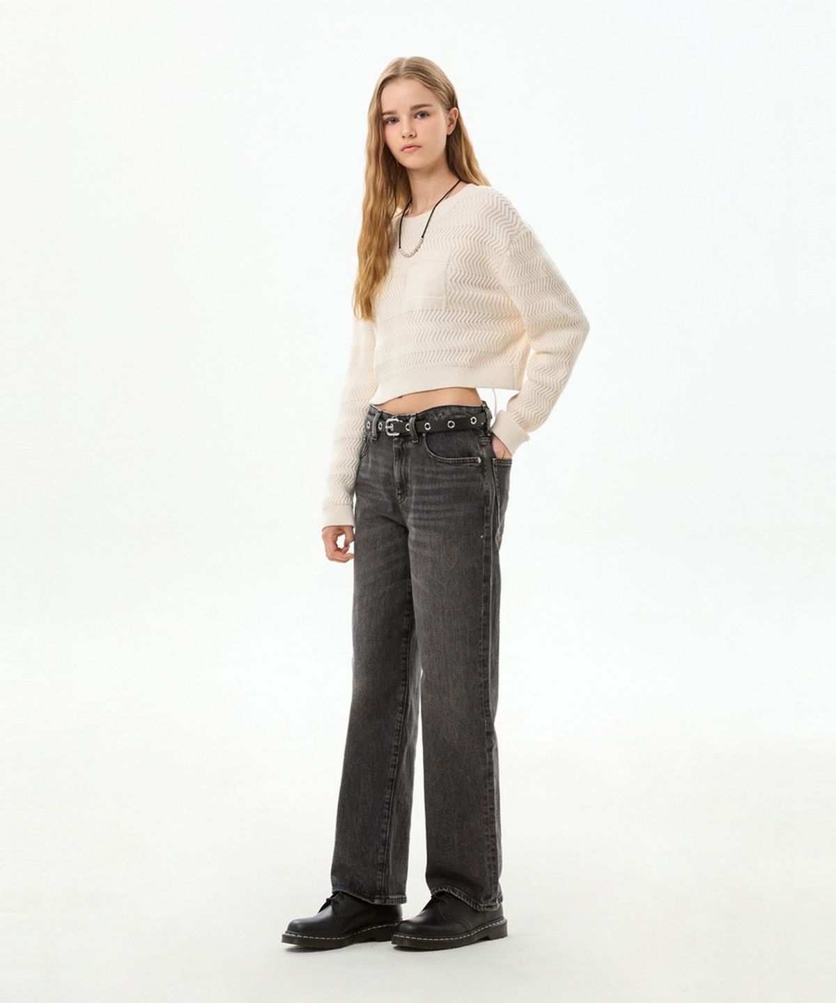 타미진스(TOMMY JEANS) 텍스처 플래그 스웨터 (T32G6KTO30TWT1YBH)