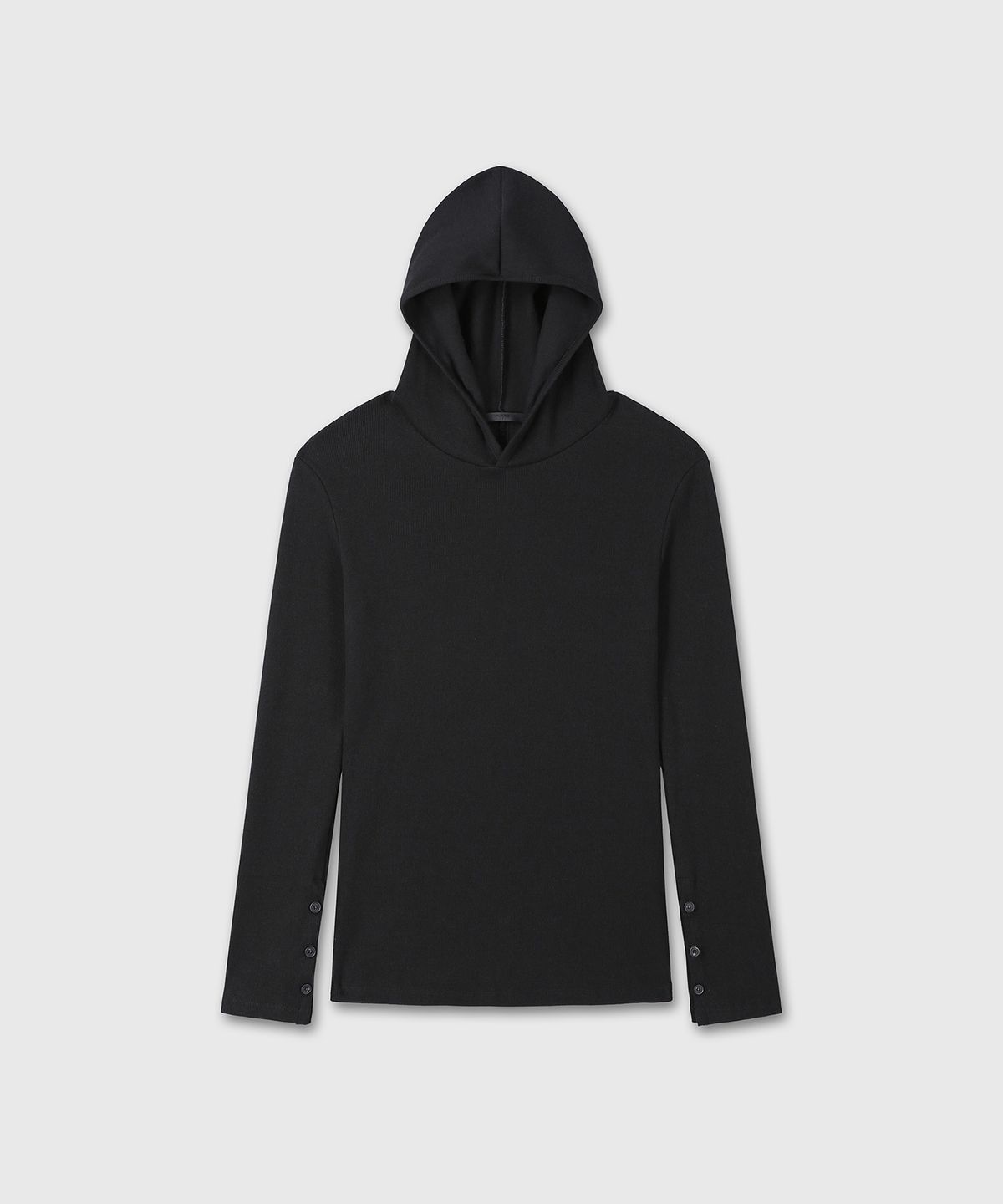 다이브인 우먼(DIVEIN WOMEN) SLIM FIT RIBBED HOODIE (BLACK)
