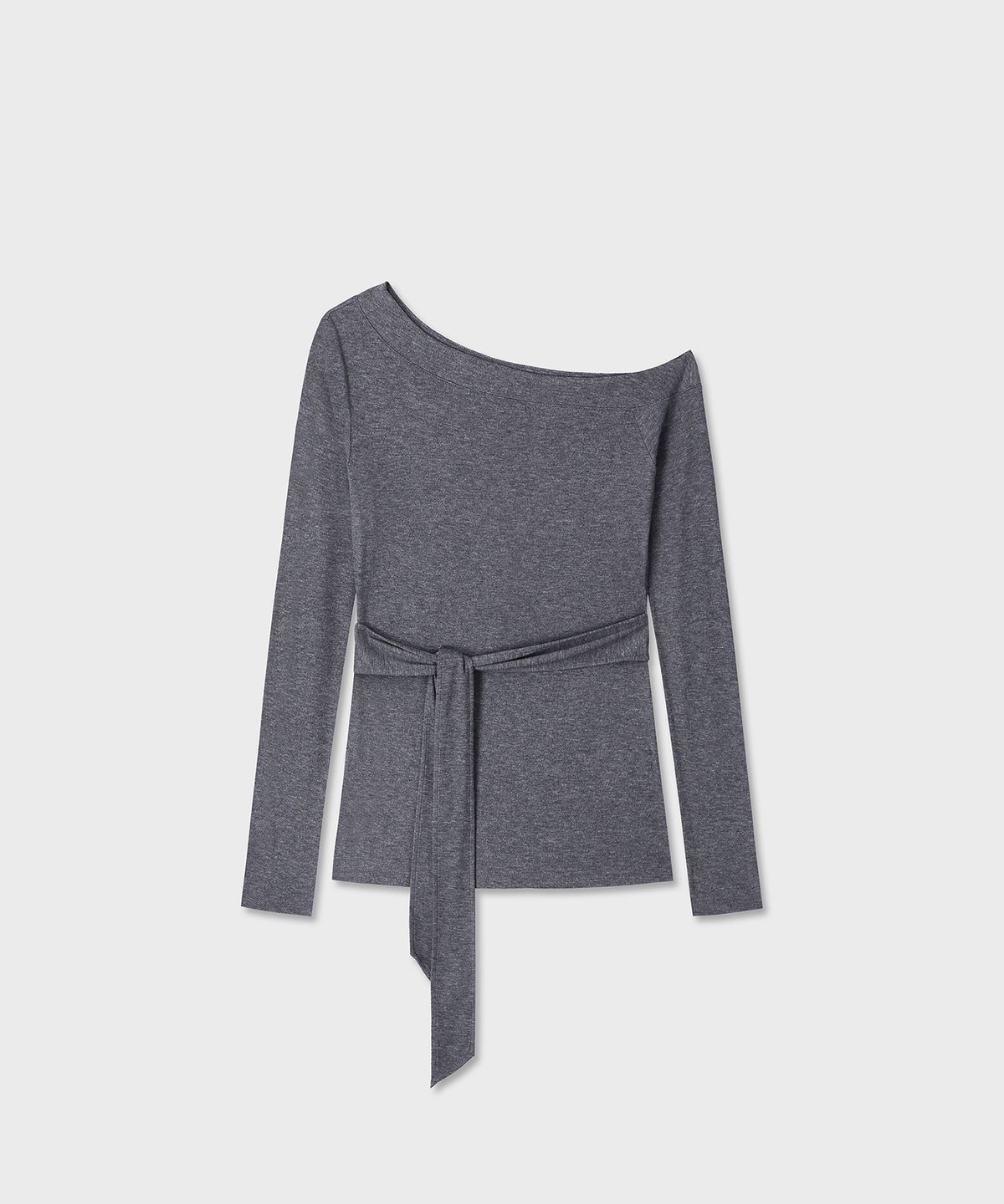 다이브인 우먼(DIVEIN WOMEN) BELTED ONE SHOULDER LONG SLEEVE (GRAY)