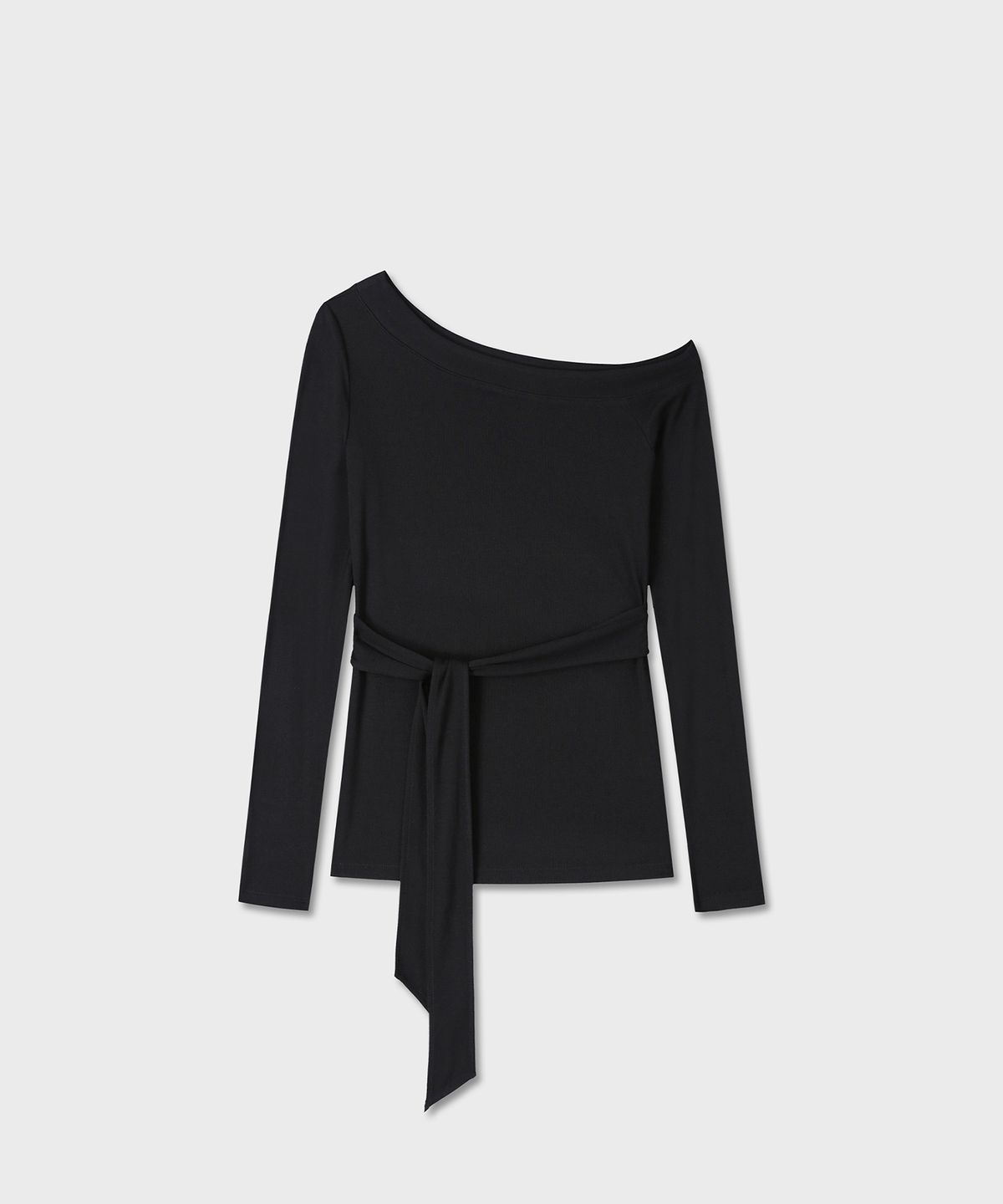 다이브인 우먼(DIVEIN WOMEN) BELTED ONE SHOULDER LONG SLEEVE (BLACK)