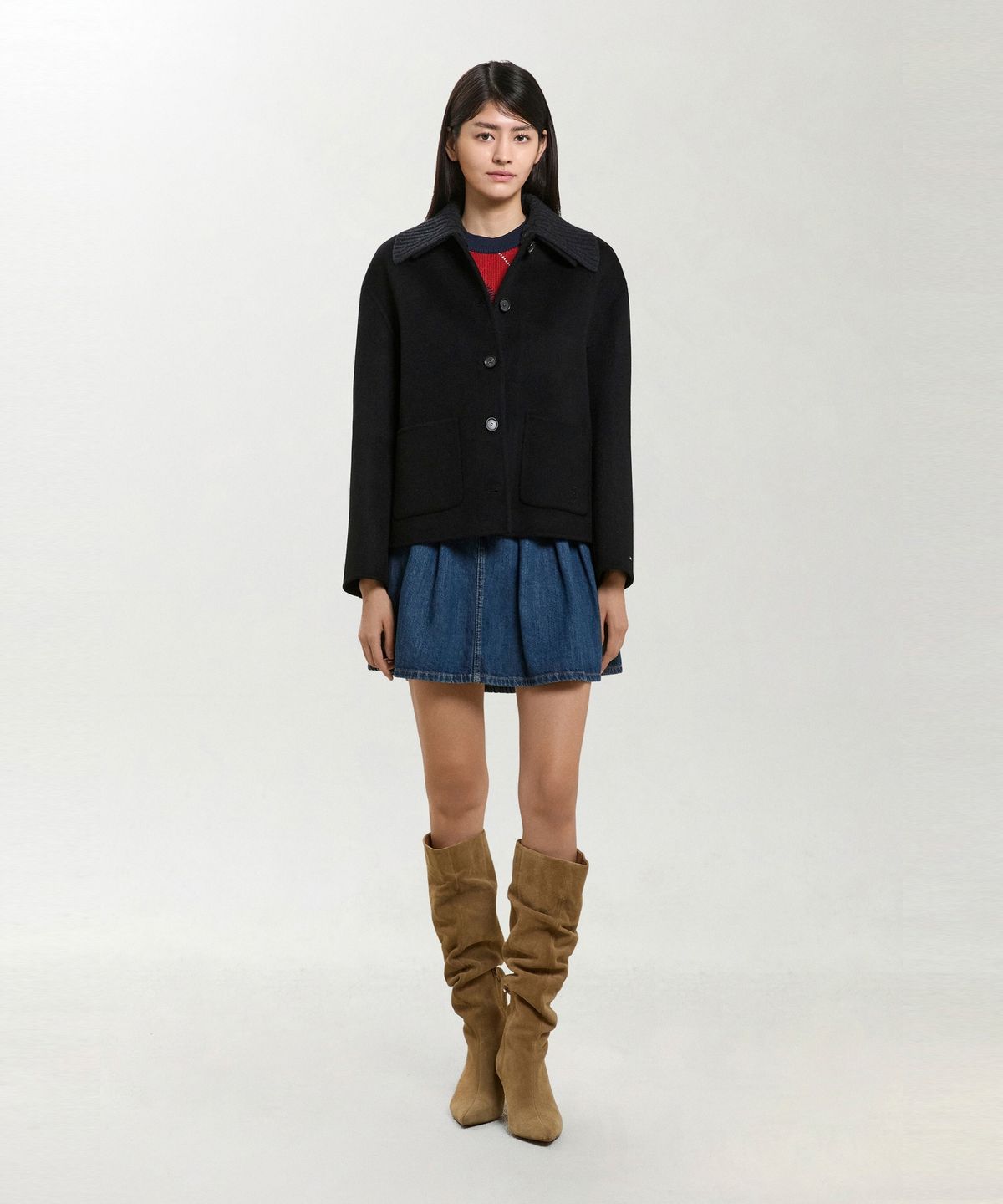 타미힐피거(TOMMY HILFIGER) 캐시미어 혼방 숏 코트 (T22G7WCT205WL1N60)