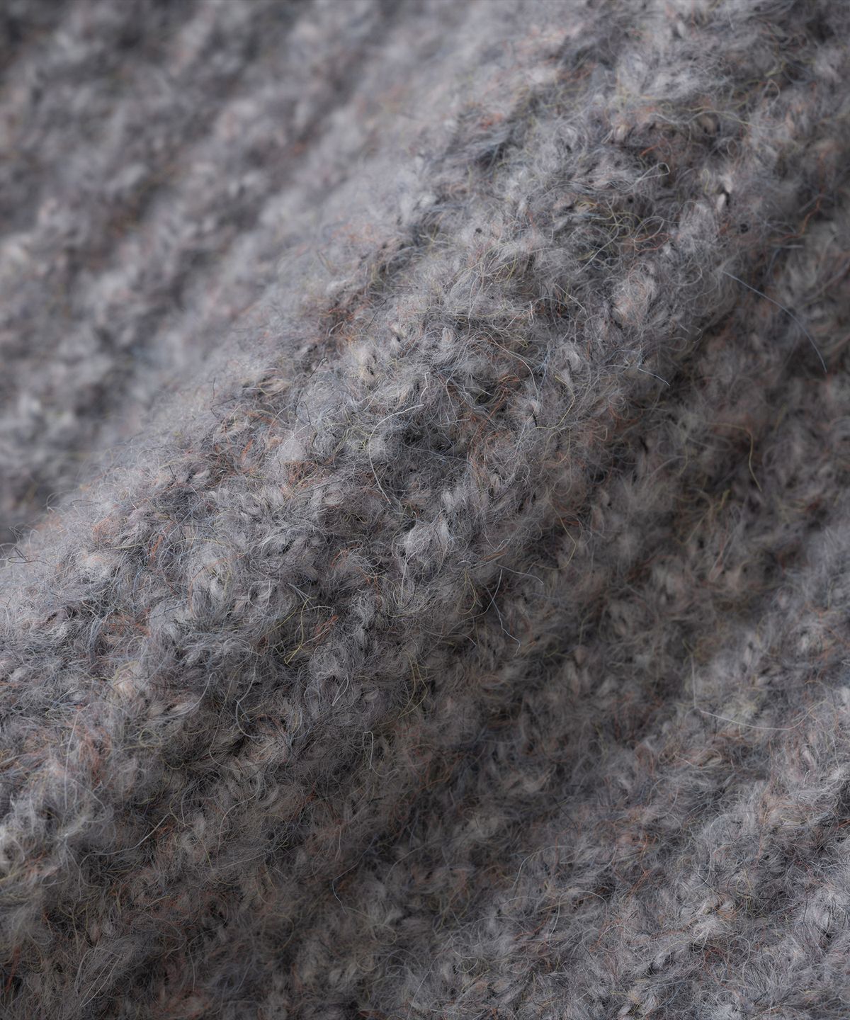 니티드(KNITTED) (UNISEX) 부클 래글런 와플 크롭 라운드 니트 MULTI GREY