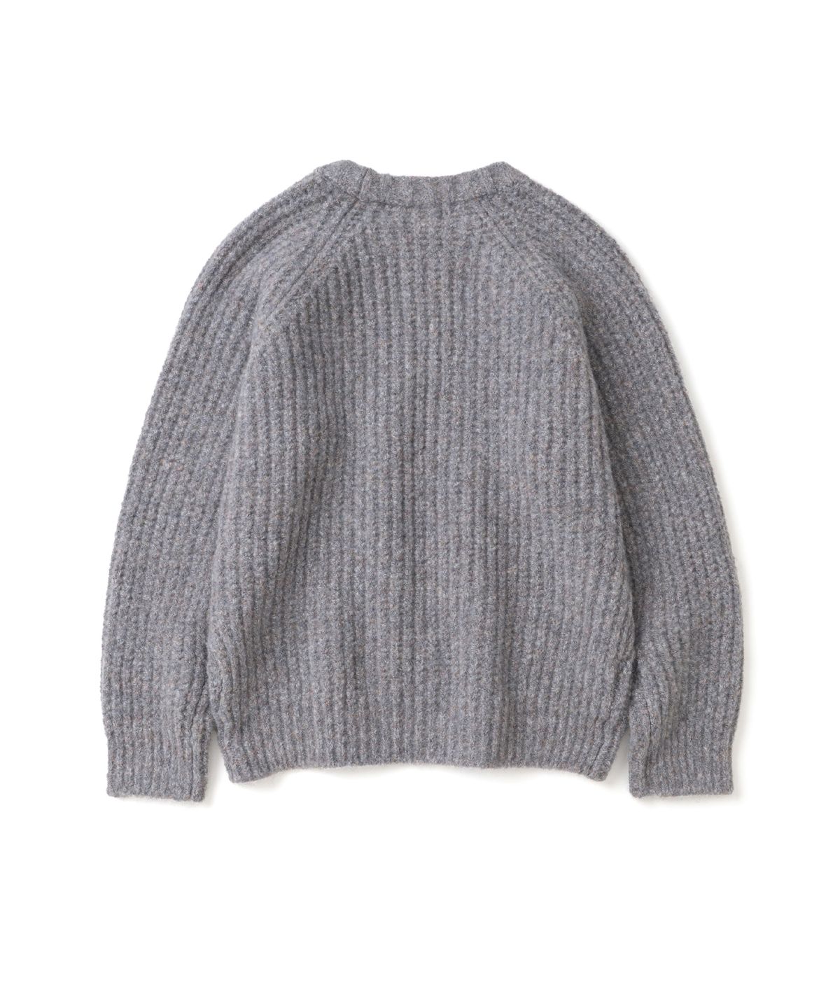 니티드(KNITTED) (UNISEX) 부클 래글런 와플 크롭 라운드 니트 MULTI GREY