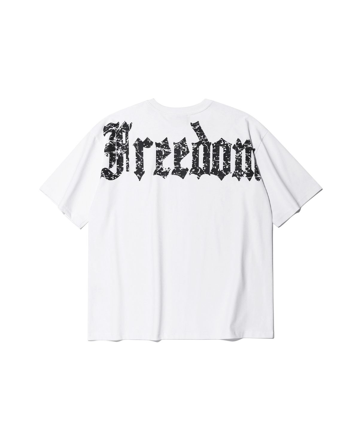 프리덤(FREEDOM) 크랙 백 프린팅 오버핏 티셔츠 (화이트)