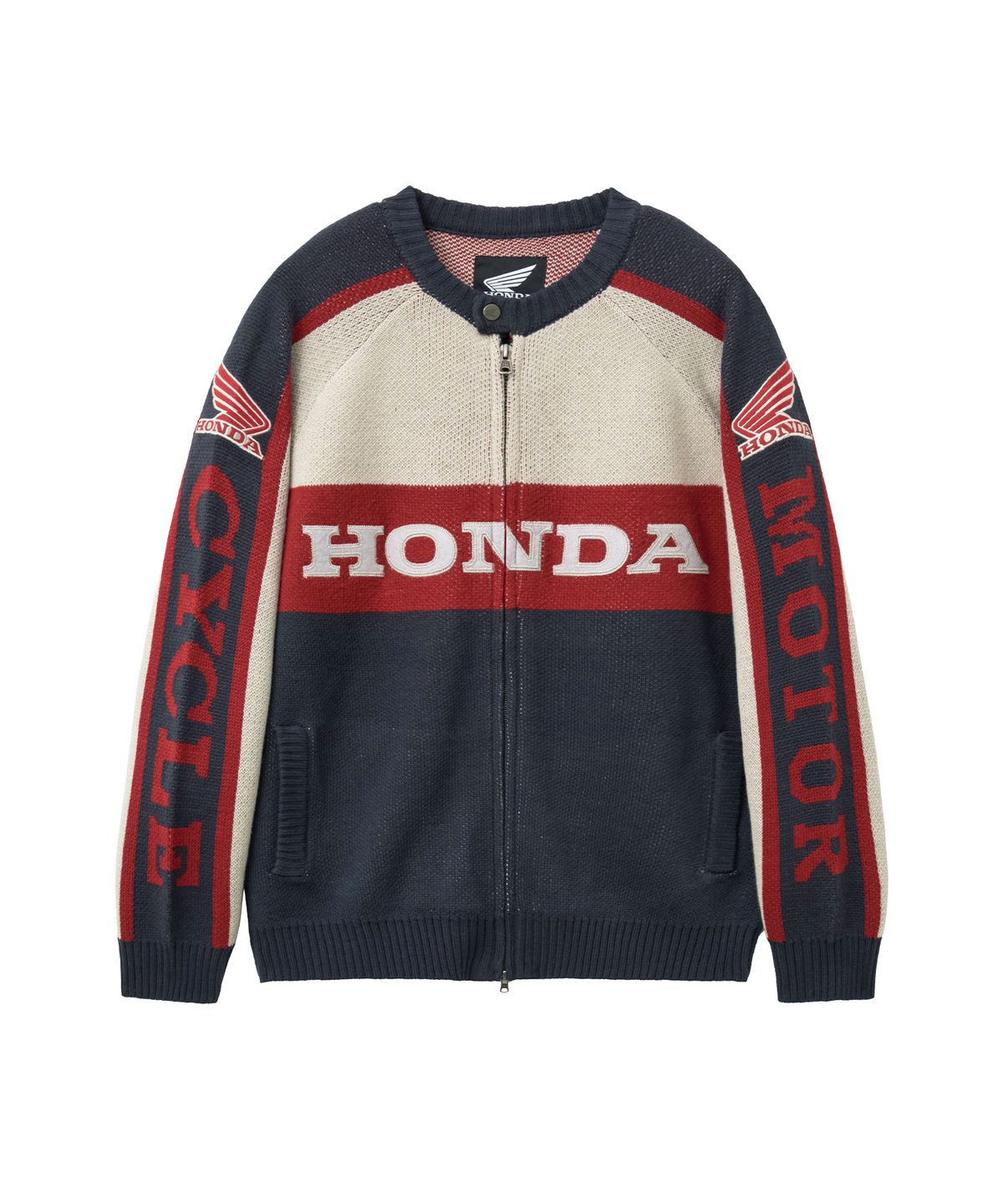핍스 모터사이클(PHYPS MOTORCYCLE) Big Logo Knit Zip-Up Charcoal