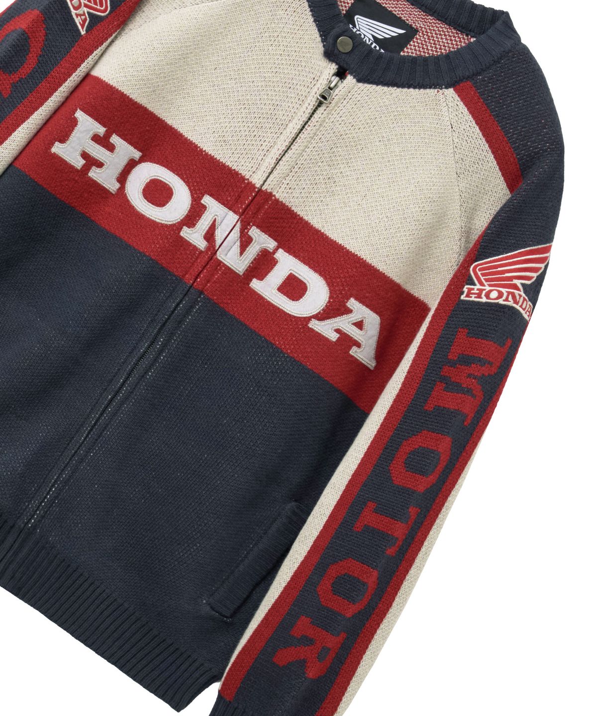 핍스 모터사이클(PHYPS MOTORCYCLE) Big Logo Knit Zip-Up Charcoal