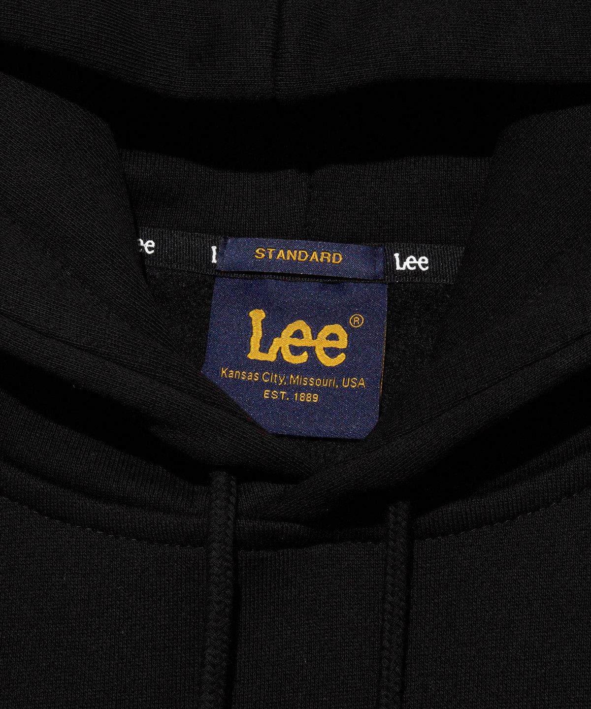 리(LEE) 부클 트위치 로고 기모 후드 티셔츠 블랙