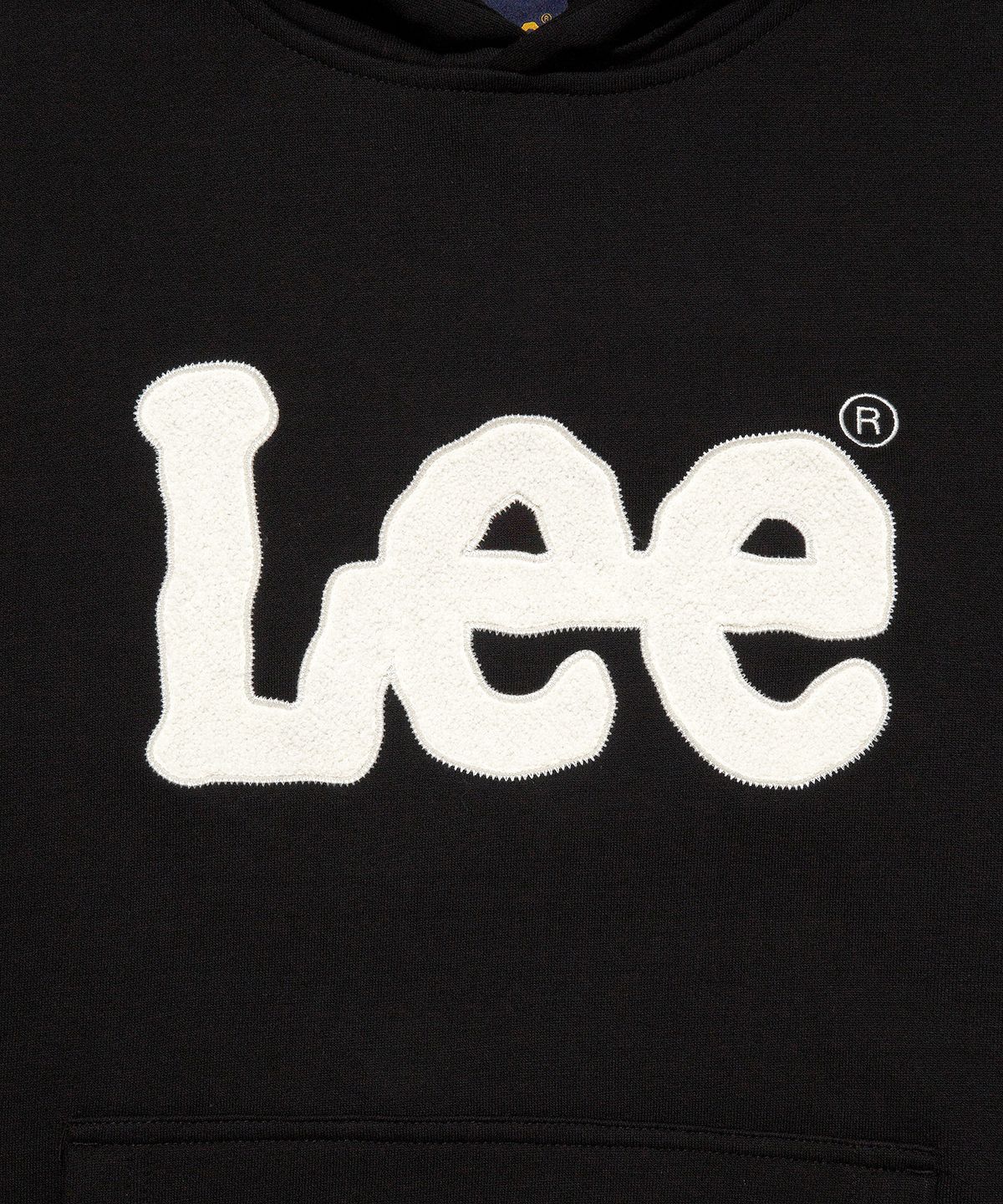 리(LEE) 부클 트위치 로고 기모 후드 티셔츠 블랙